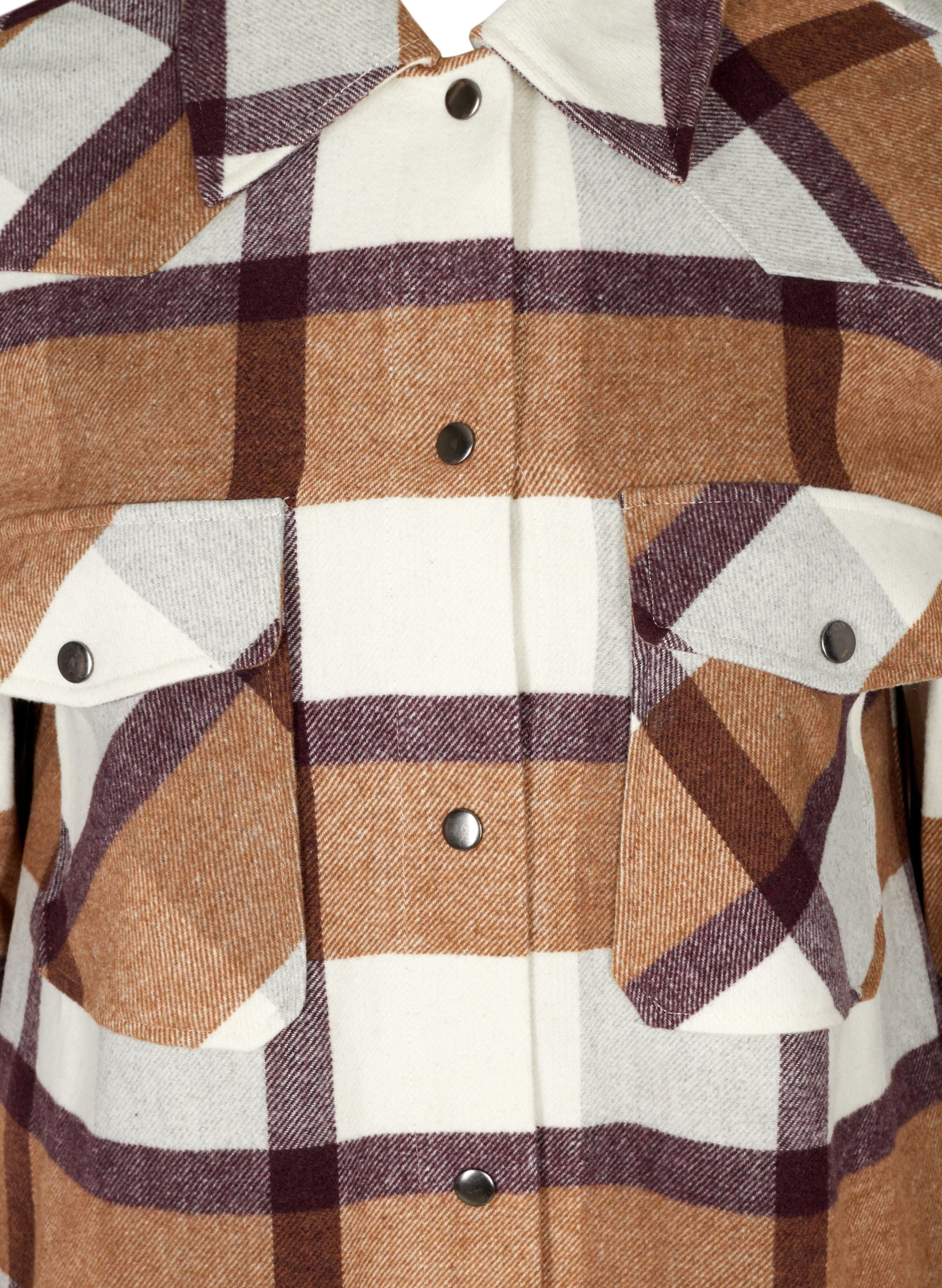 Oversize checked shirt jacket - Brown 