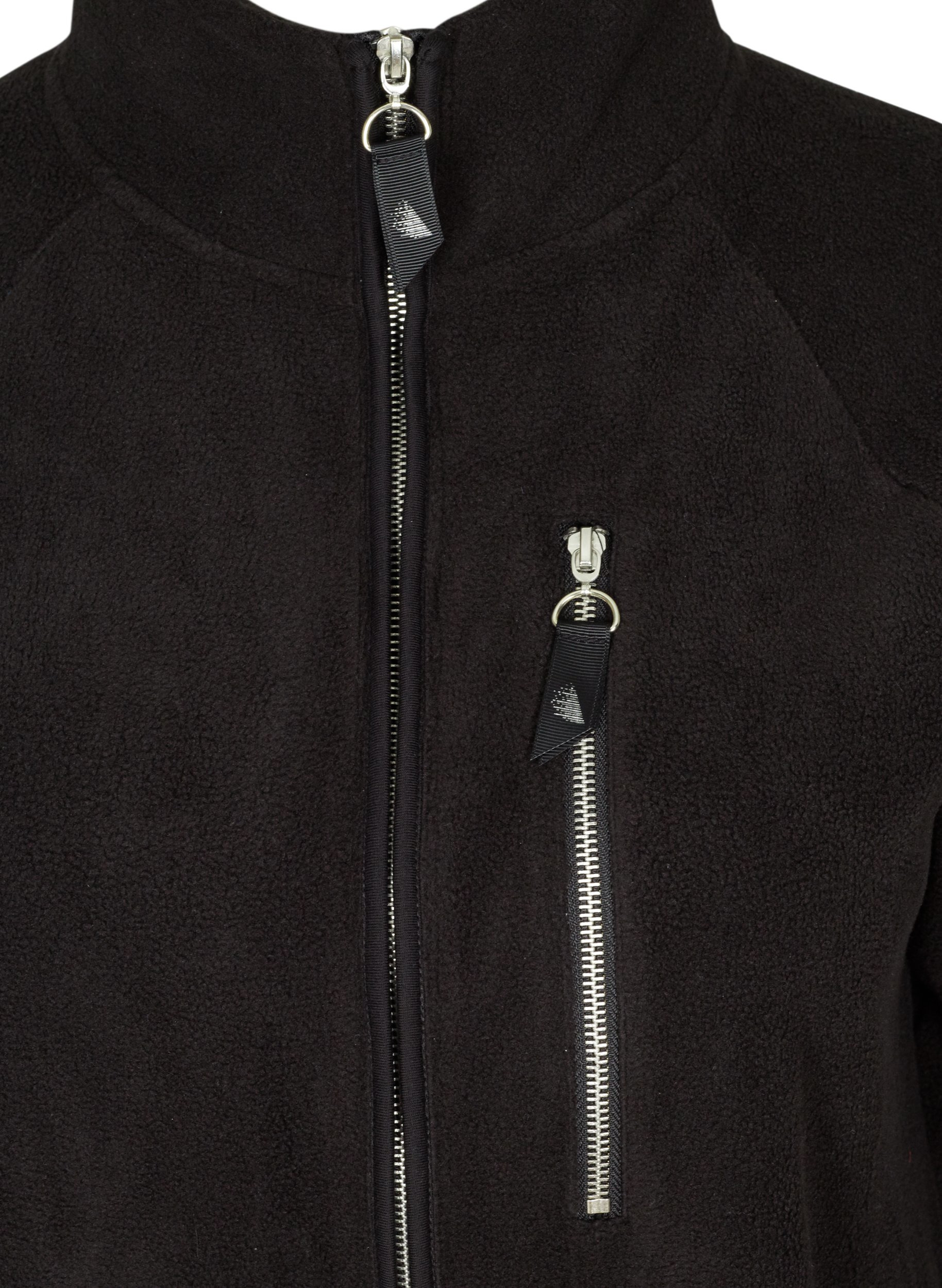 Fleece cardigan with a zip, Black, Packshot image number 2