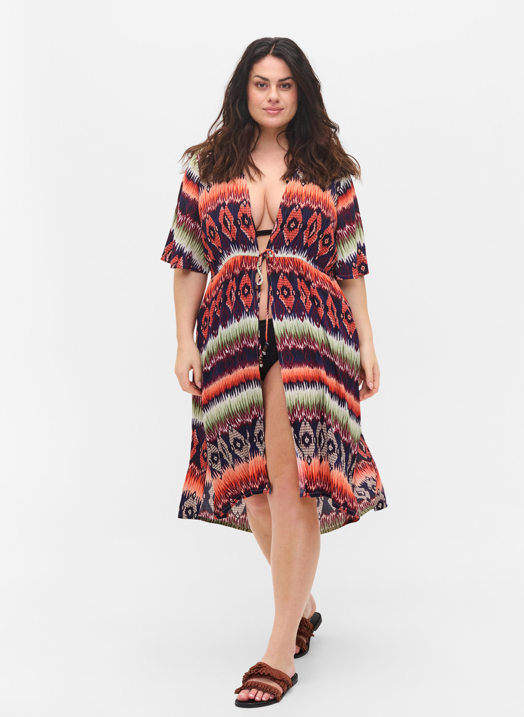 Beach dress in viscose with adjustable 