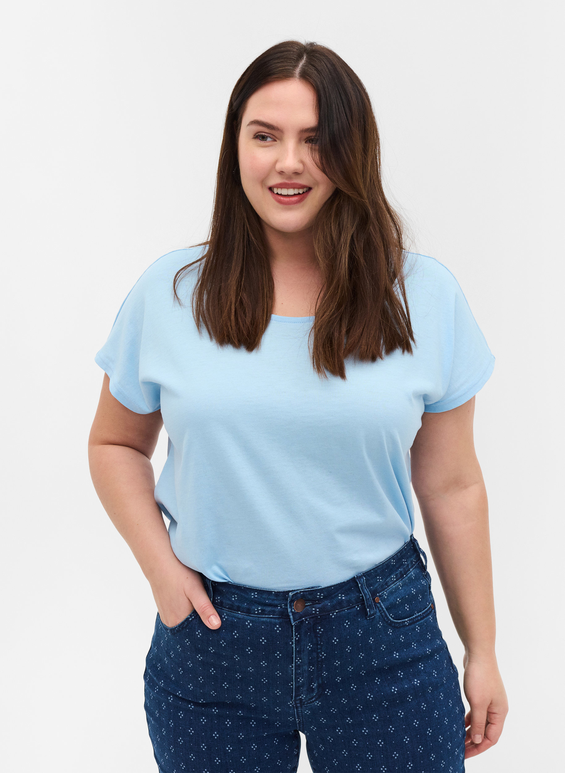 Cotton mix t-shirt - Light Blue - Sz 