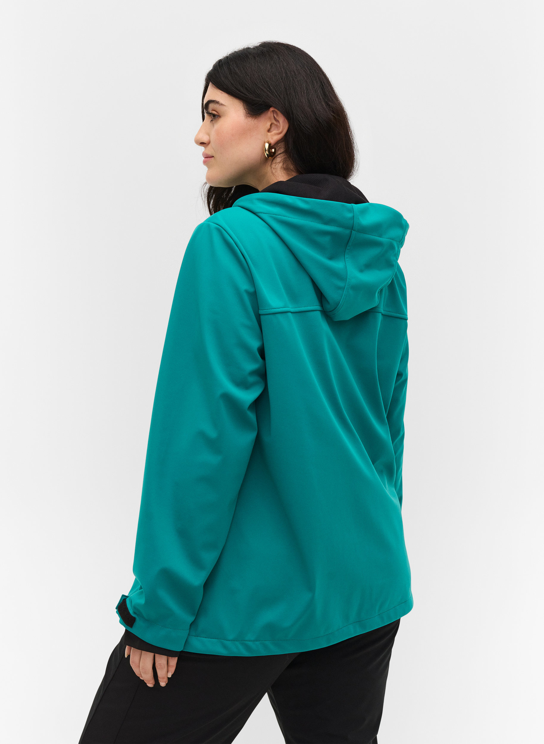 Short hooded softshell jacket, Deep Jungle, Model image number 1