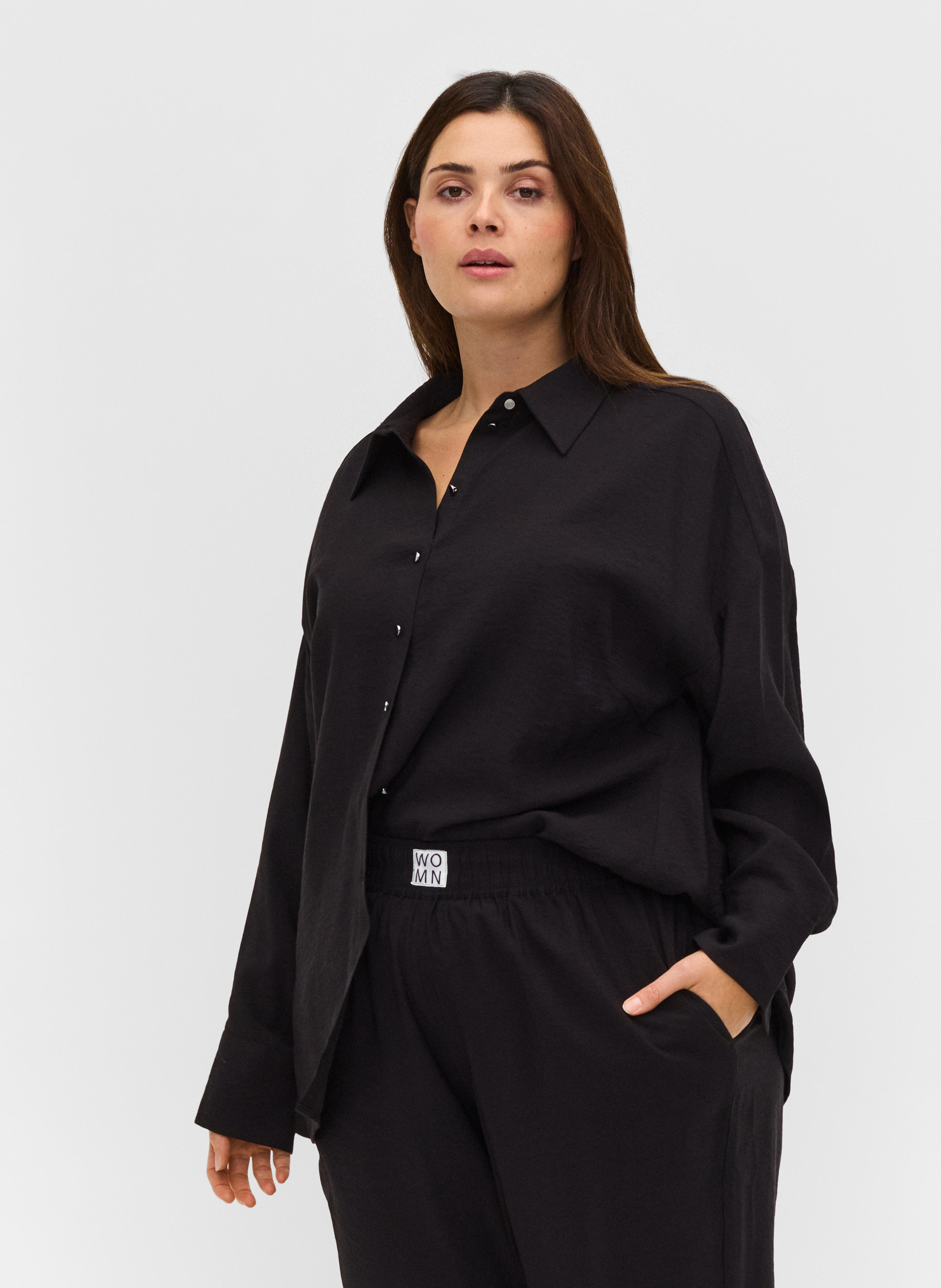 Long-sleeved viscose shirt - Black - Sz 