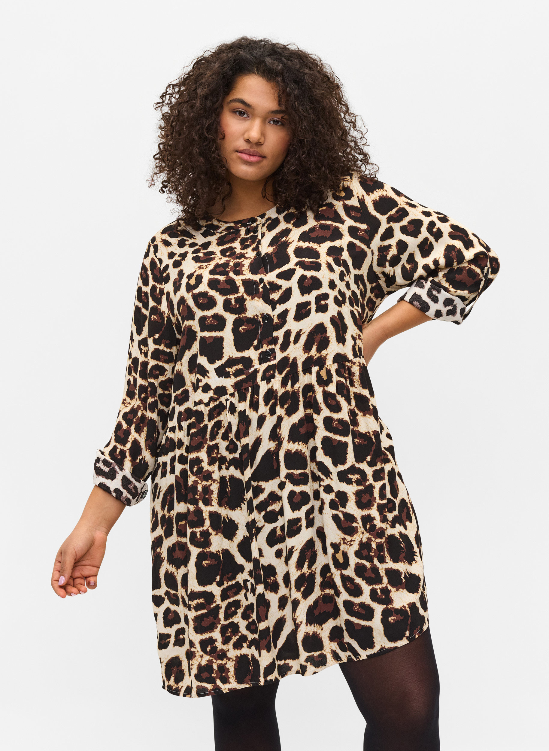 Viscose tunic with leopard print and A 