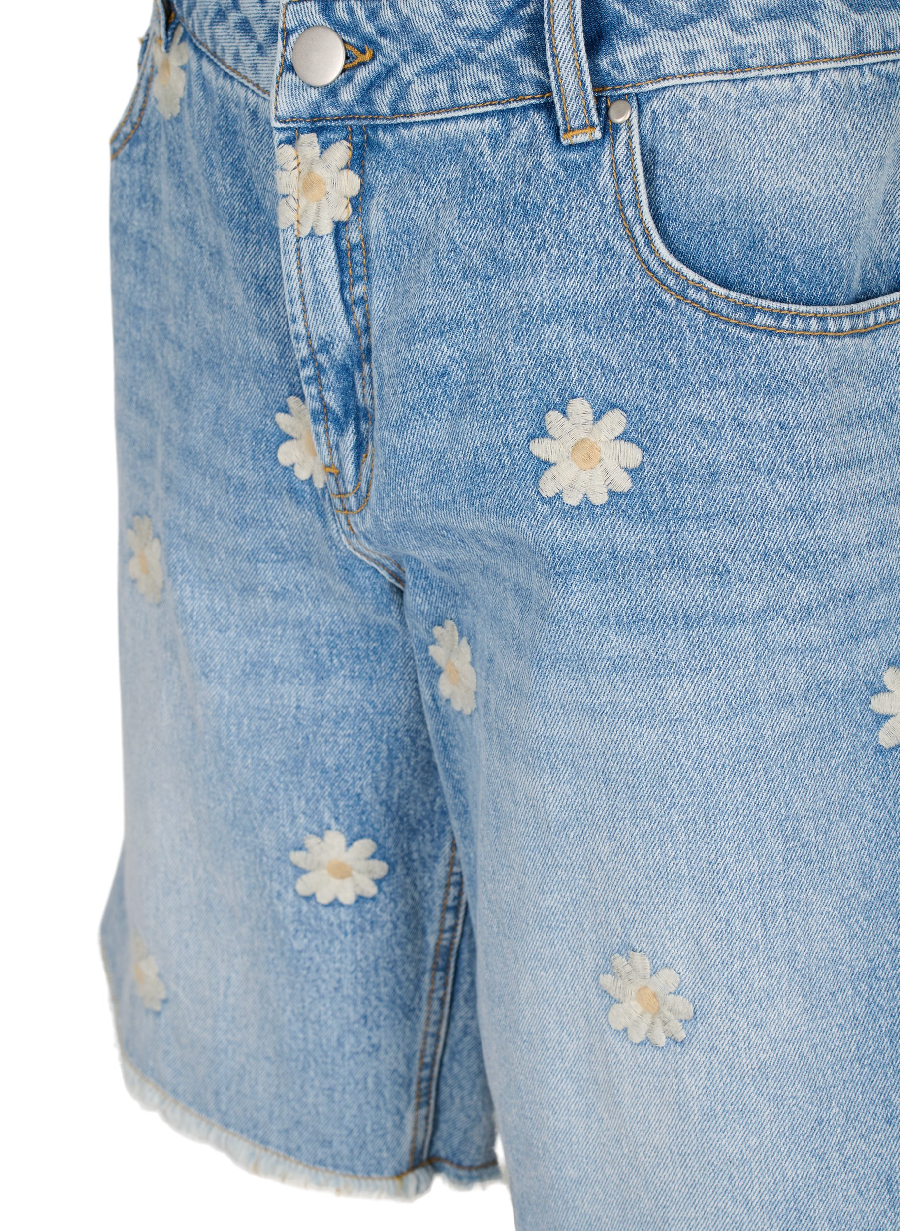 Denim shorts with floral embroidery 