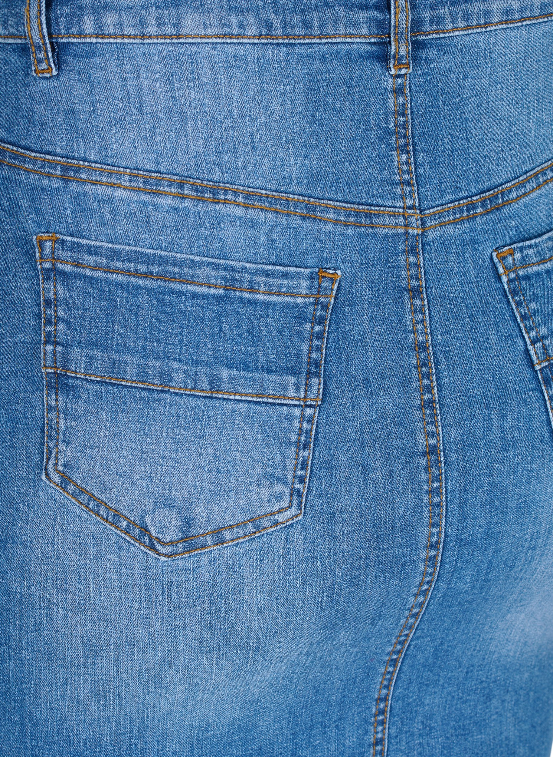 Close-fitting cotton denim skirt, Blue denim, Packshot image number 3