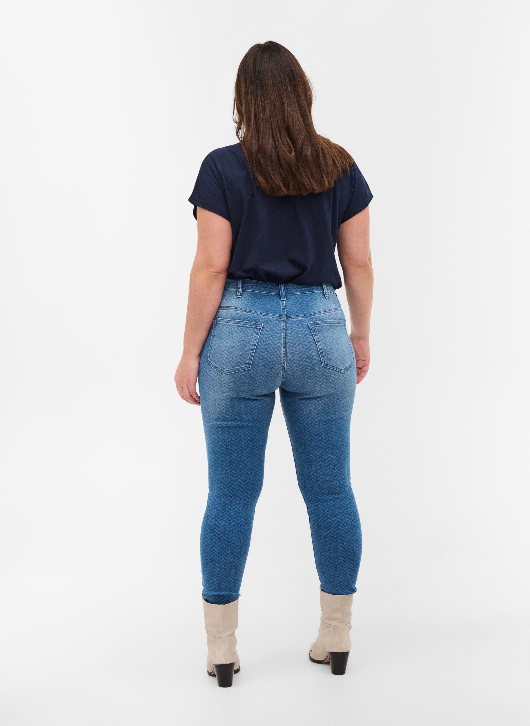 Printed, high-waist Amy jeans - Blue 