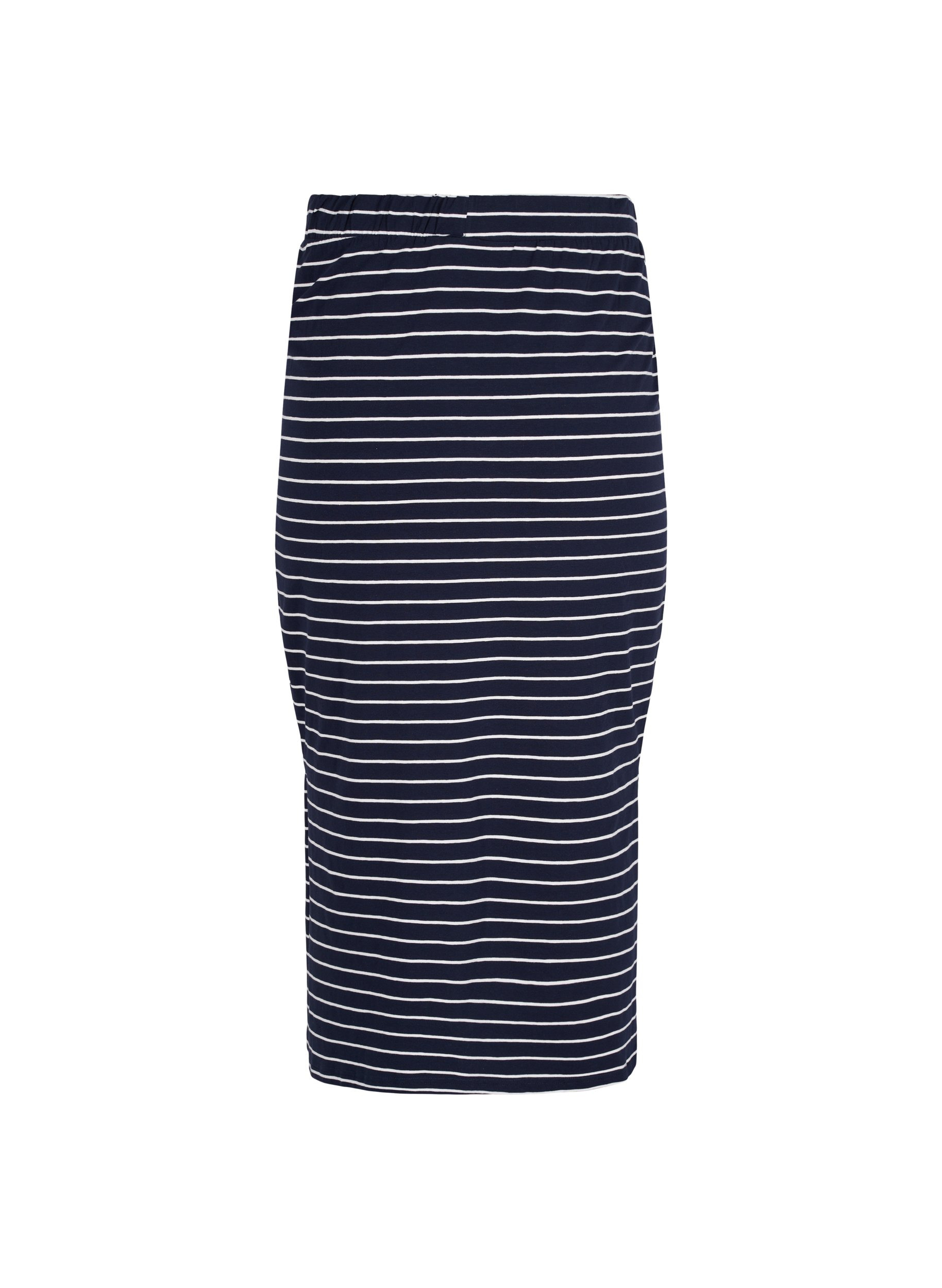 Long striped cotton skirt with slit, Blue Stripe, Packshot image number 1