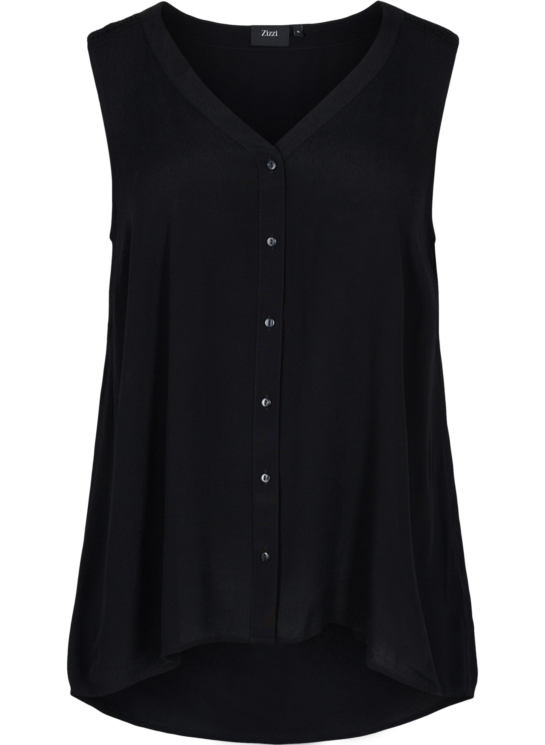 Viscose top with buttons - Black - Sz 