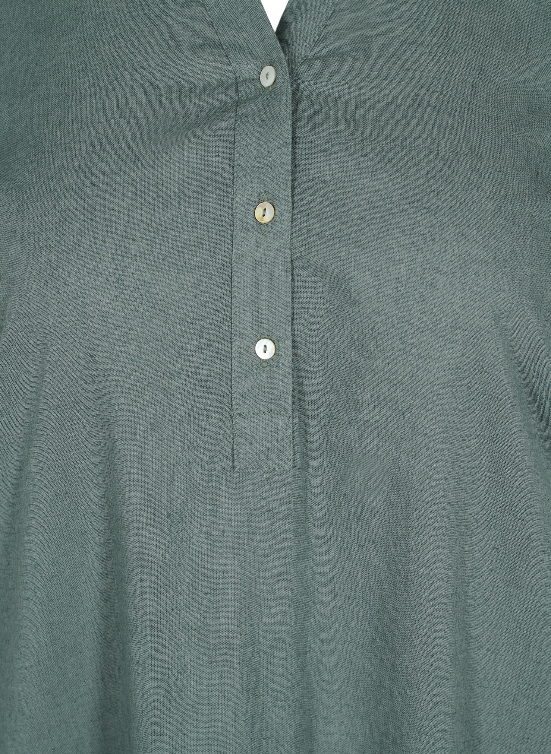 Long short-sleeved shirt dress, Balsam Green, Packshot image number 2