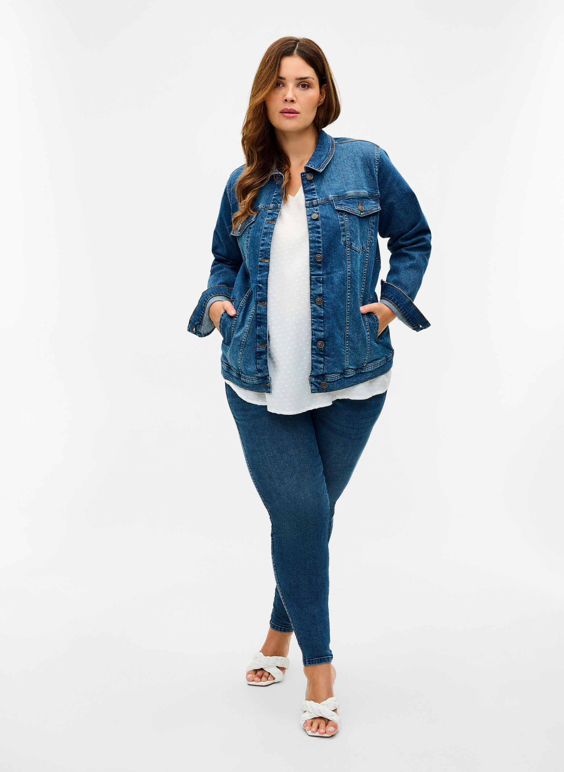 Short cotton denim jacket - Blue - Sz 