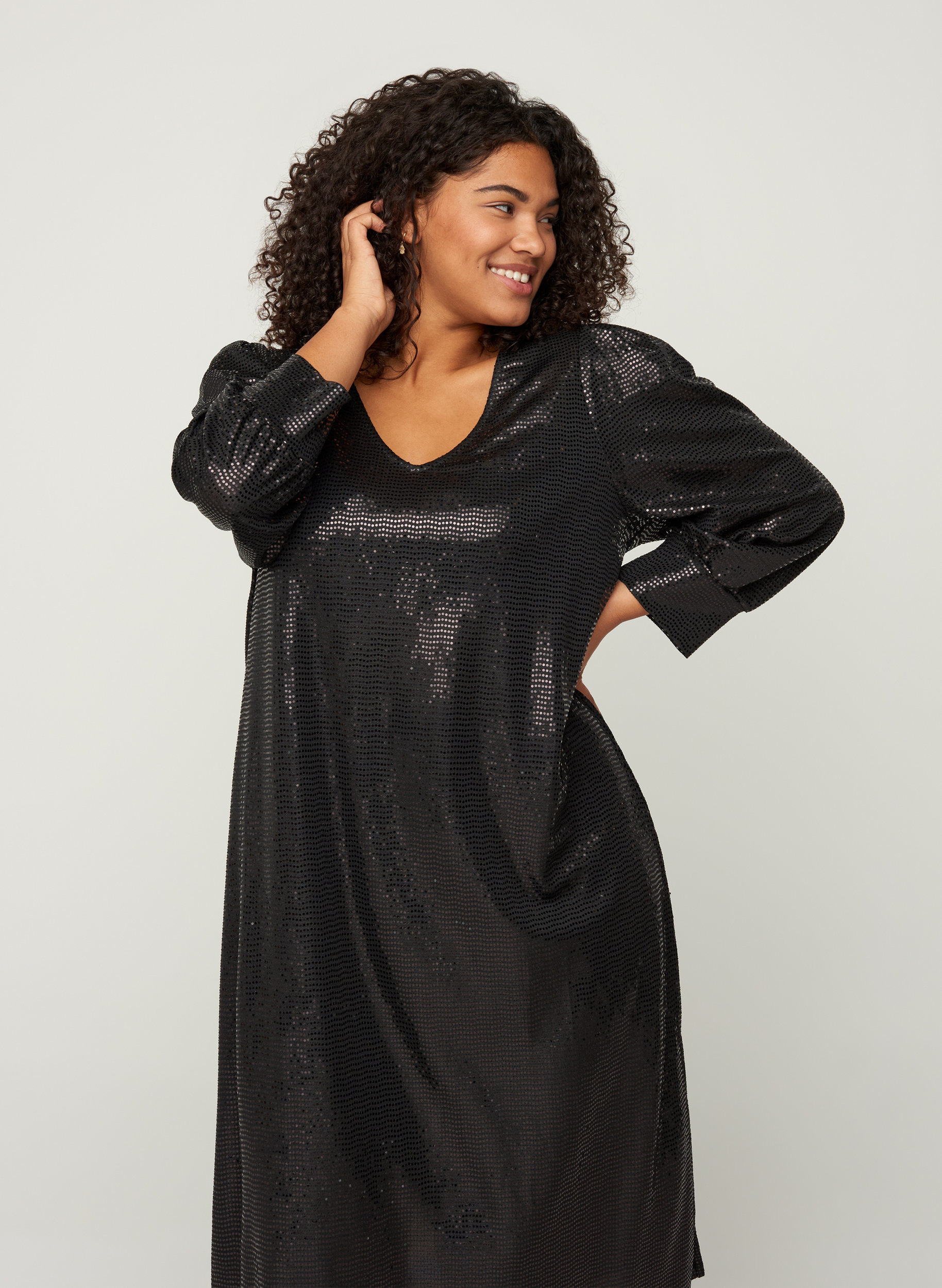 Sequin dress with 3/4 length sleeves 