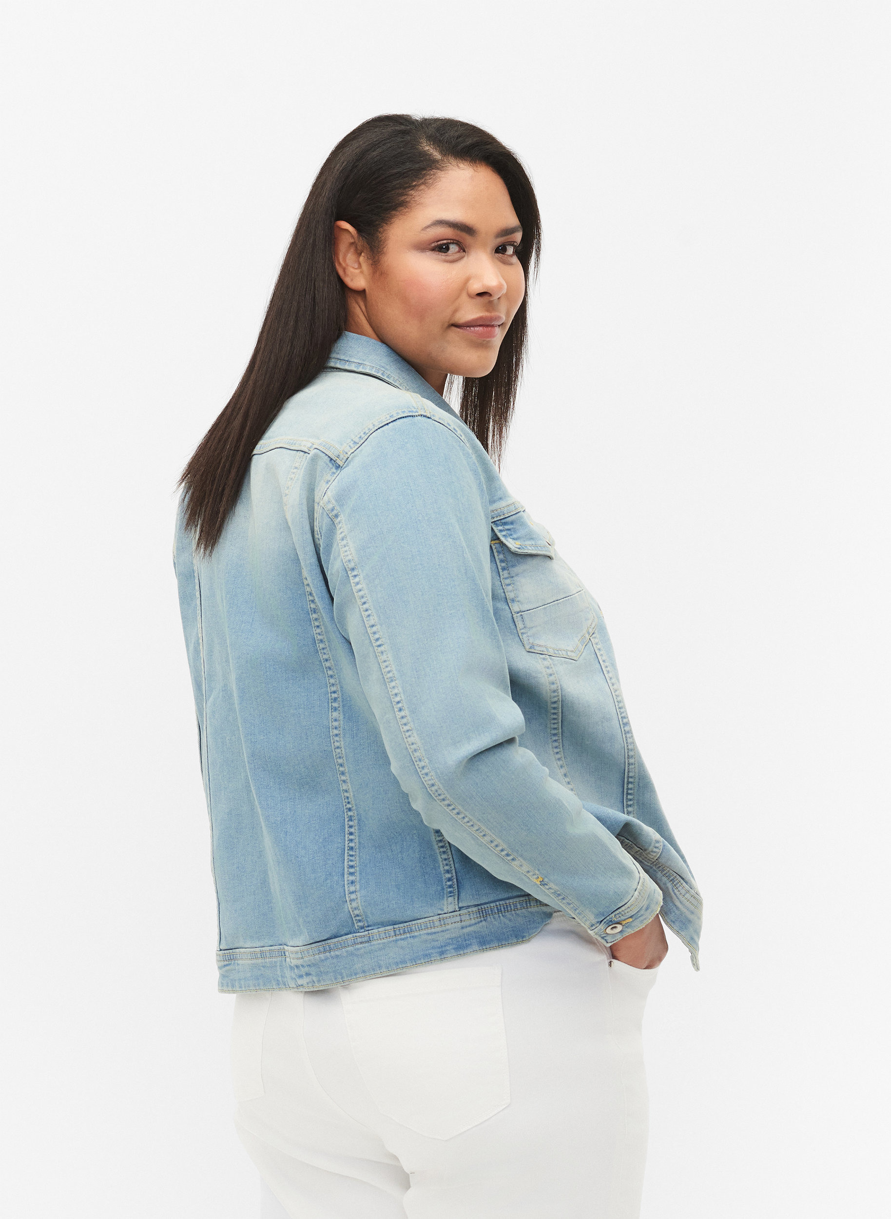 Light denim jacket with chest pockets 