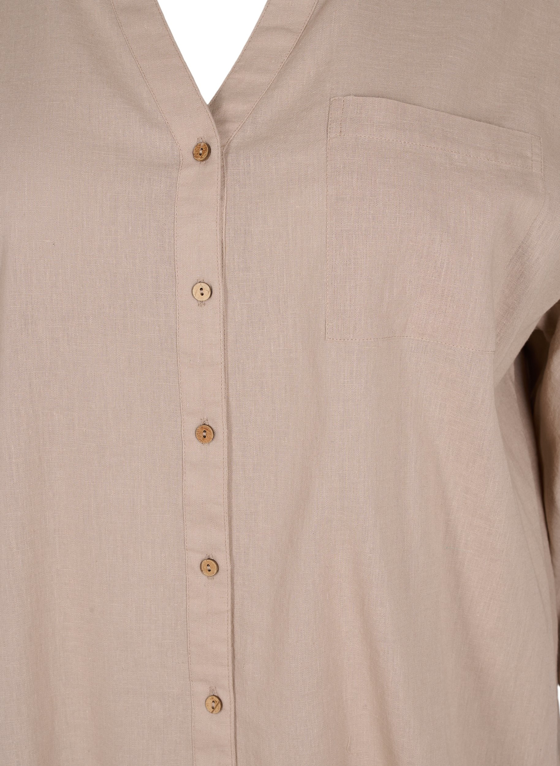 Blouse with 3/4-length sleeves and button closure, Simply Taupe, Packshot image number 2