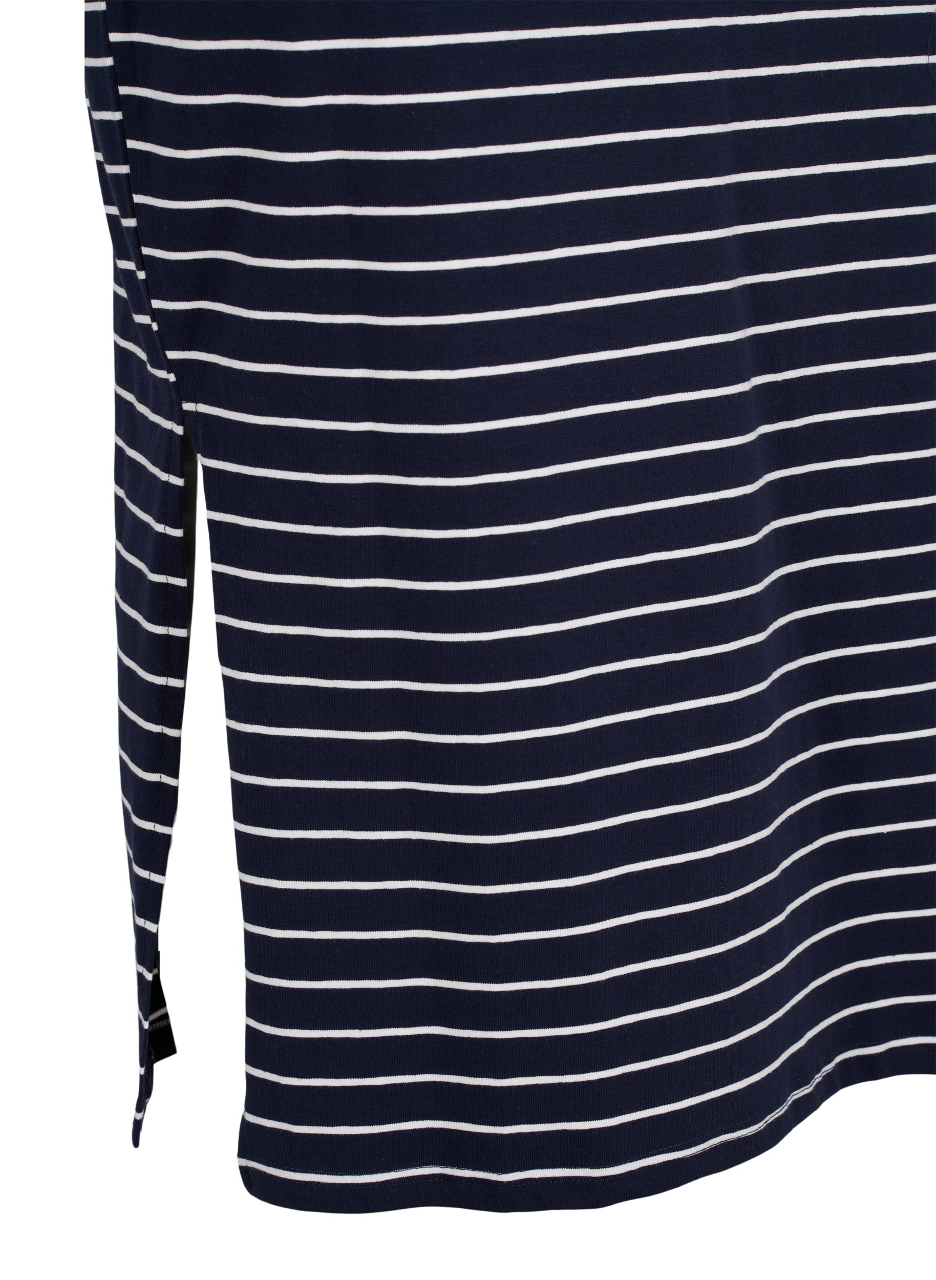 Long striped cotton skirt with slit, Blue Stripe, Packshot image number 3