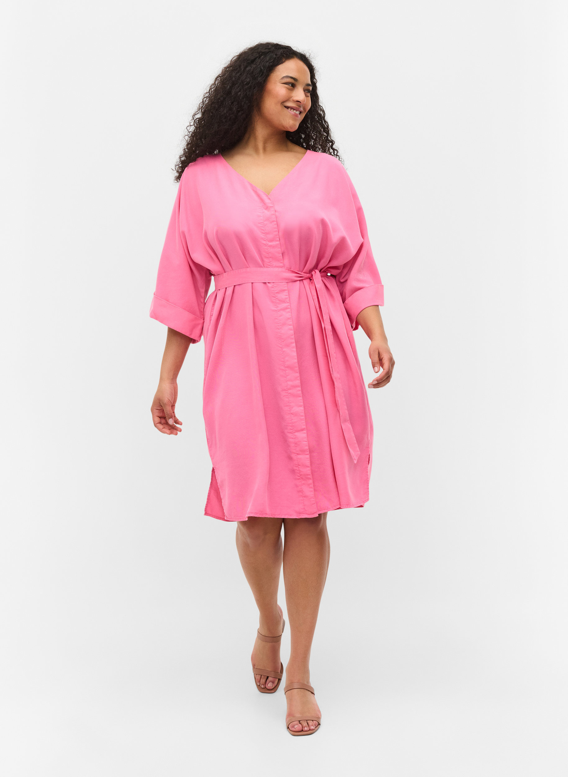 4 sleeves and tie-belt - Pink 