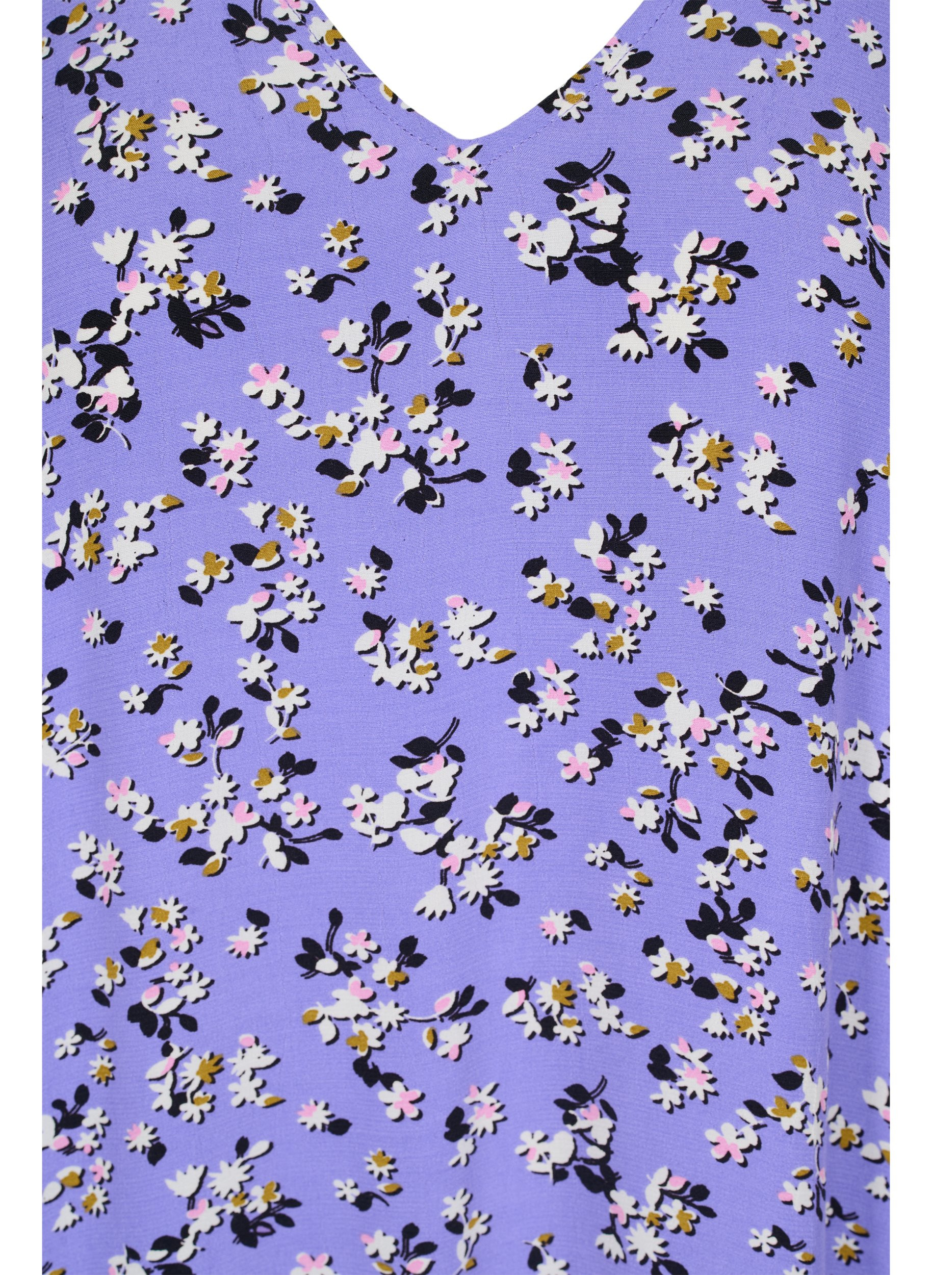 Short sleeved viscose midi dress with floral print, Lilac Flower Print, Packshot image number 2
