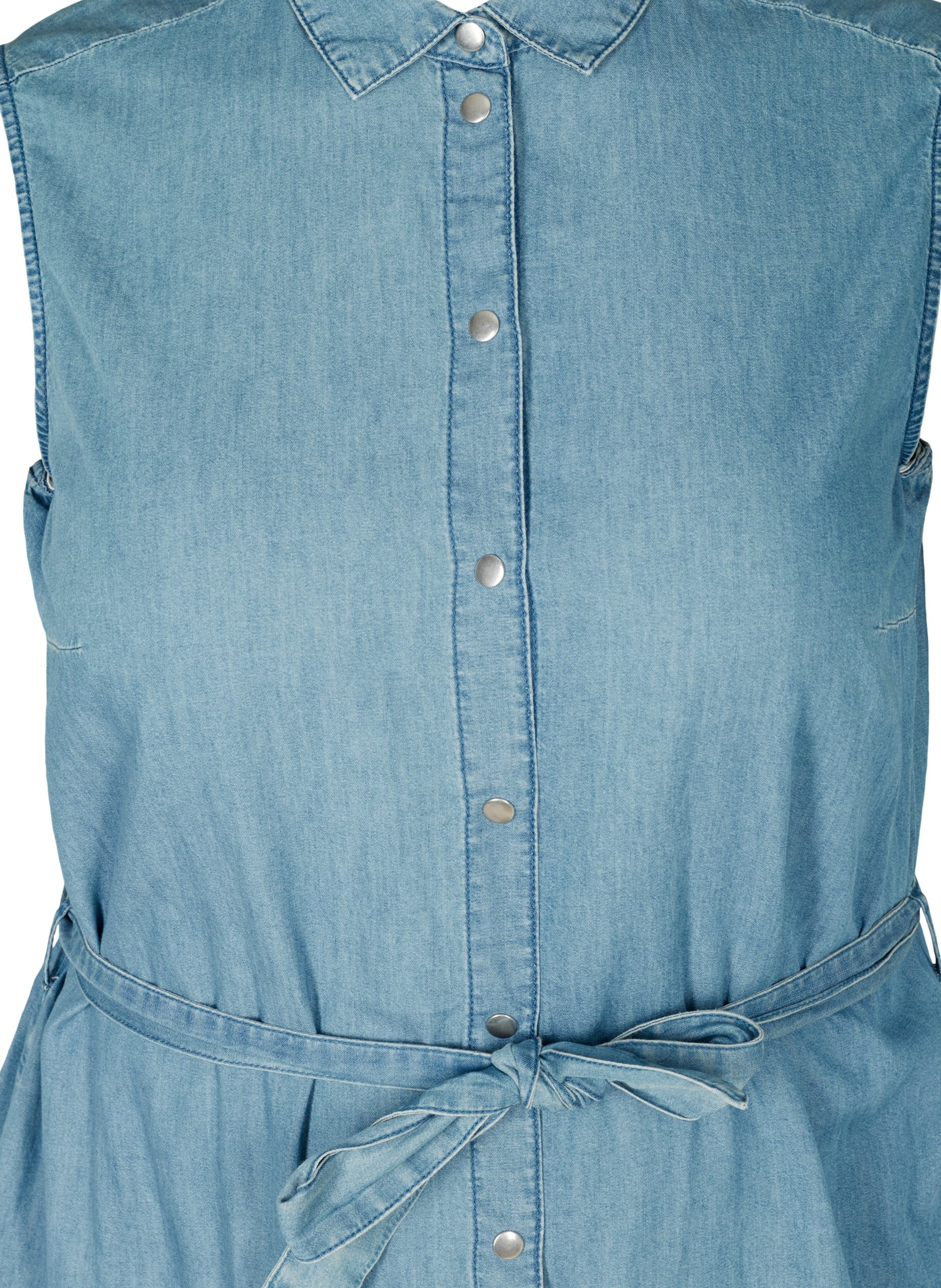 Denim shirt dress with tie belt - Blue 