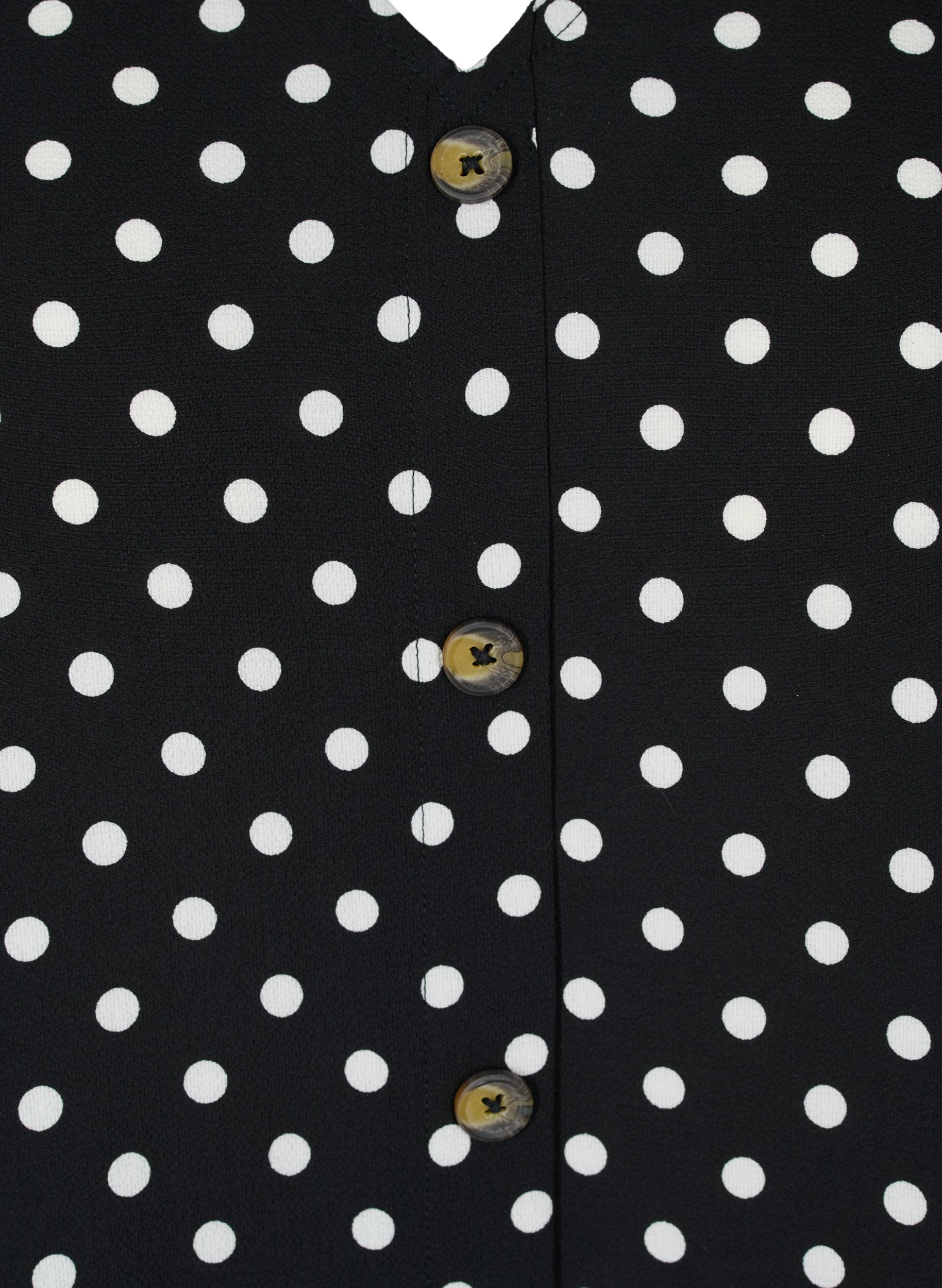 Printed viscose blouse with buttons, Black Dot, Packshot image number 2