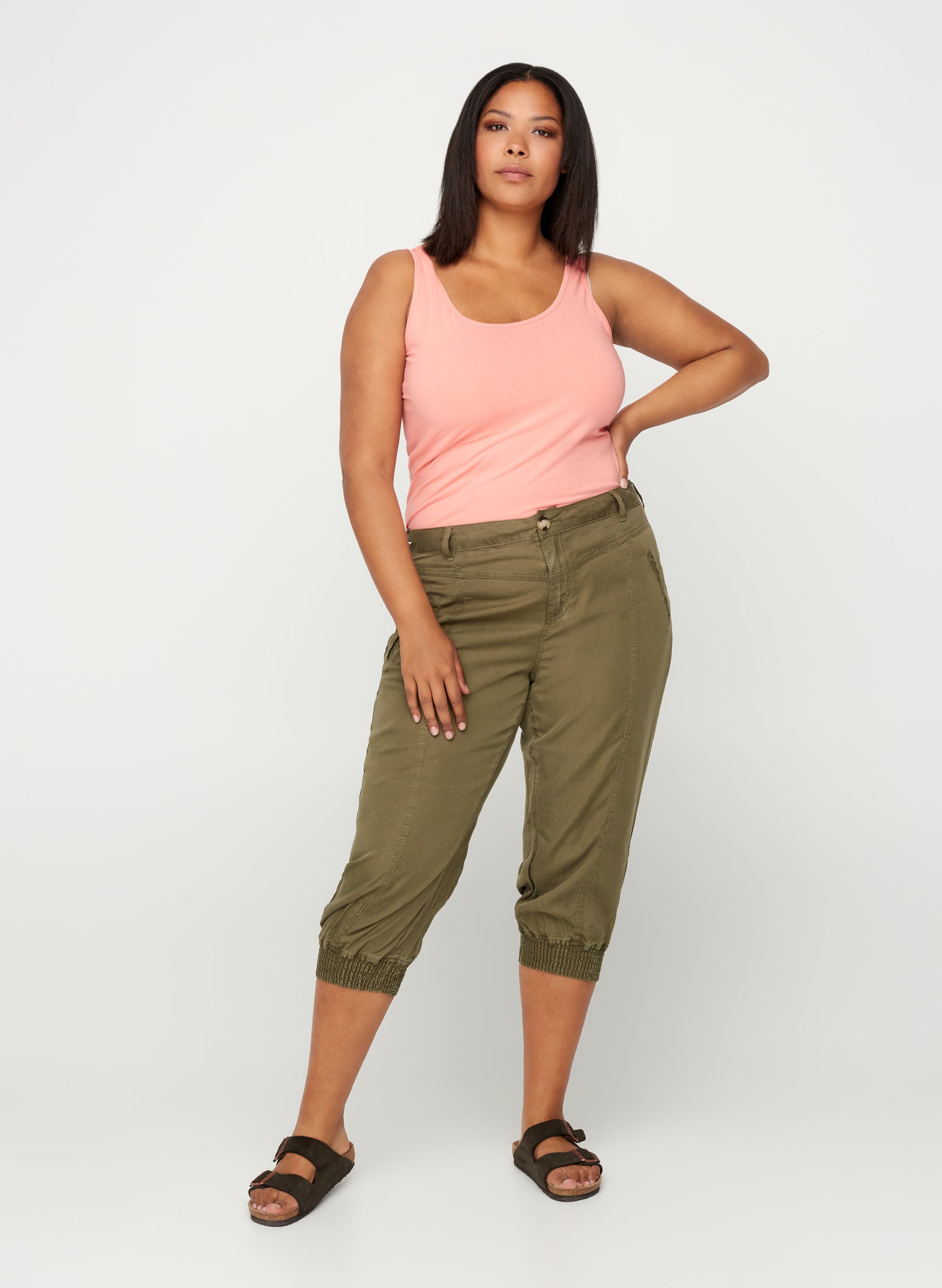 3/4 length lyocell trousers - Green 