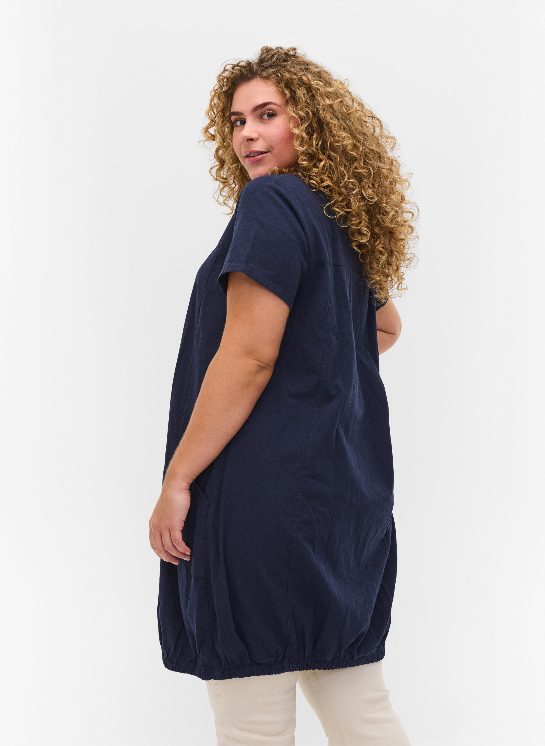 Short-sleeved cotton dress, Night Sky, Model image number 1