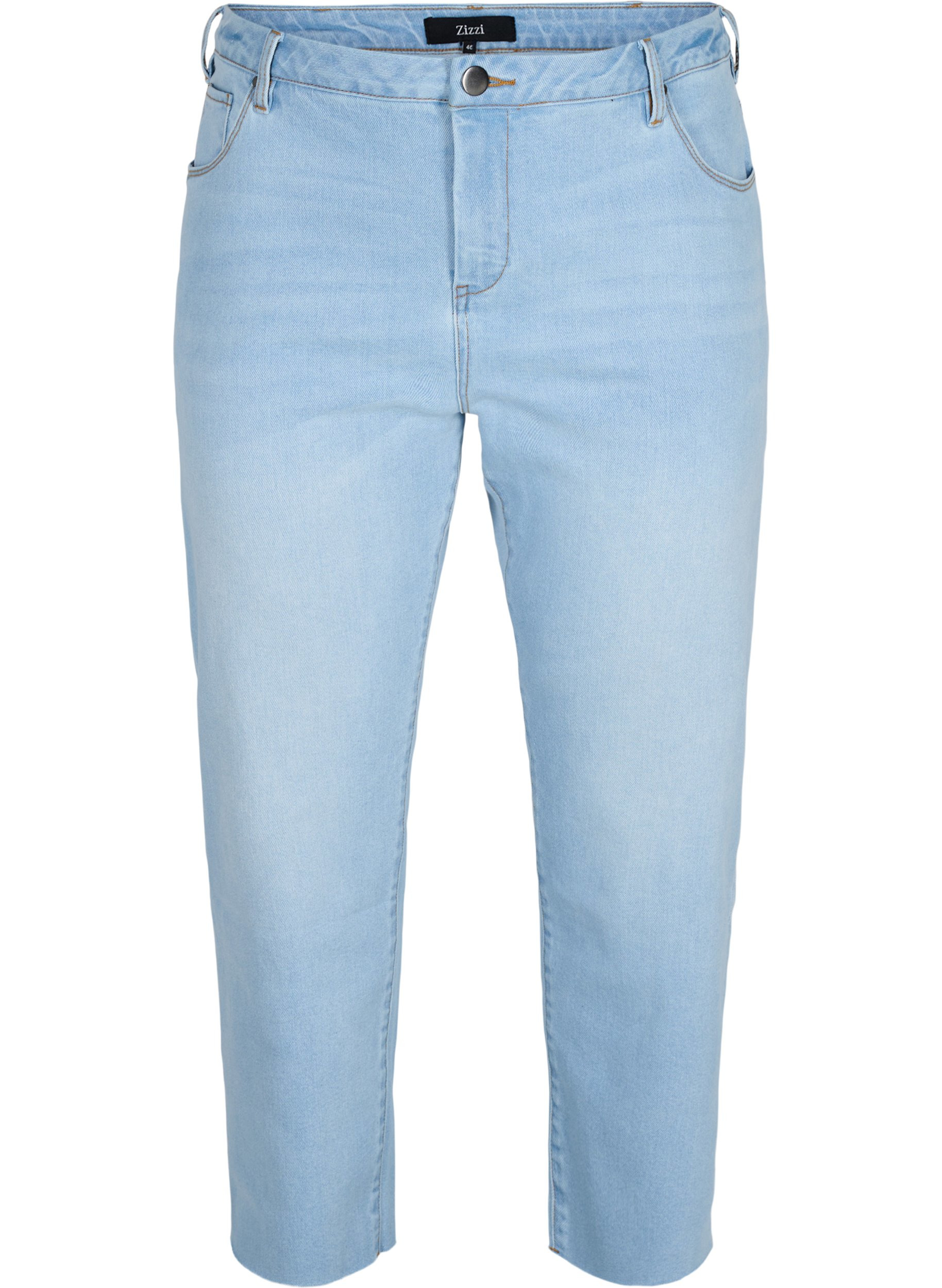 7/8 jeans with raw hems and high waist, Super L.Blue Denim