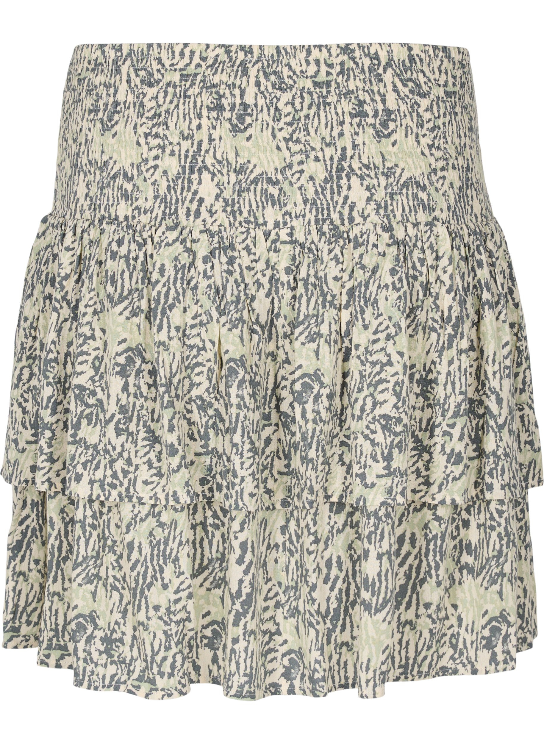 Printed viscose skirt with smock, Balsam Green AOP, Packshot image number 1