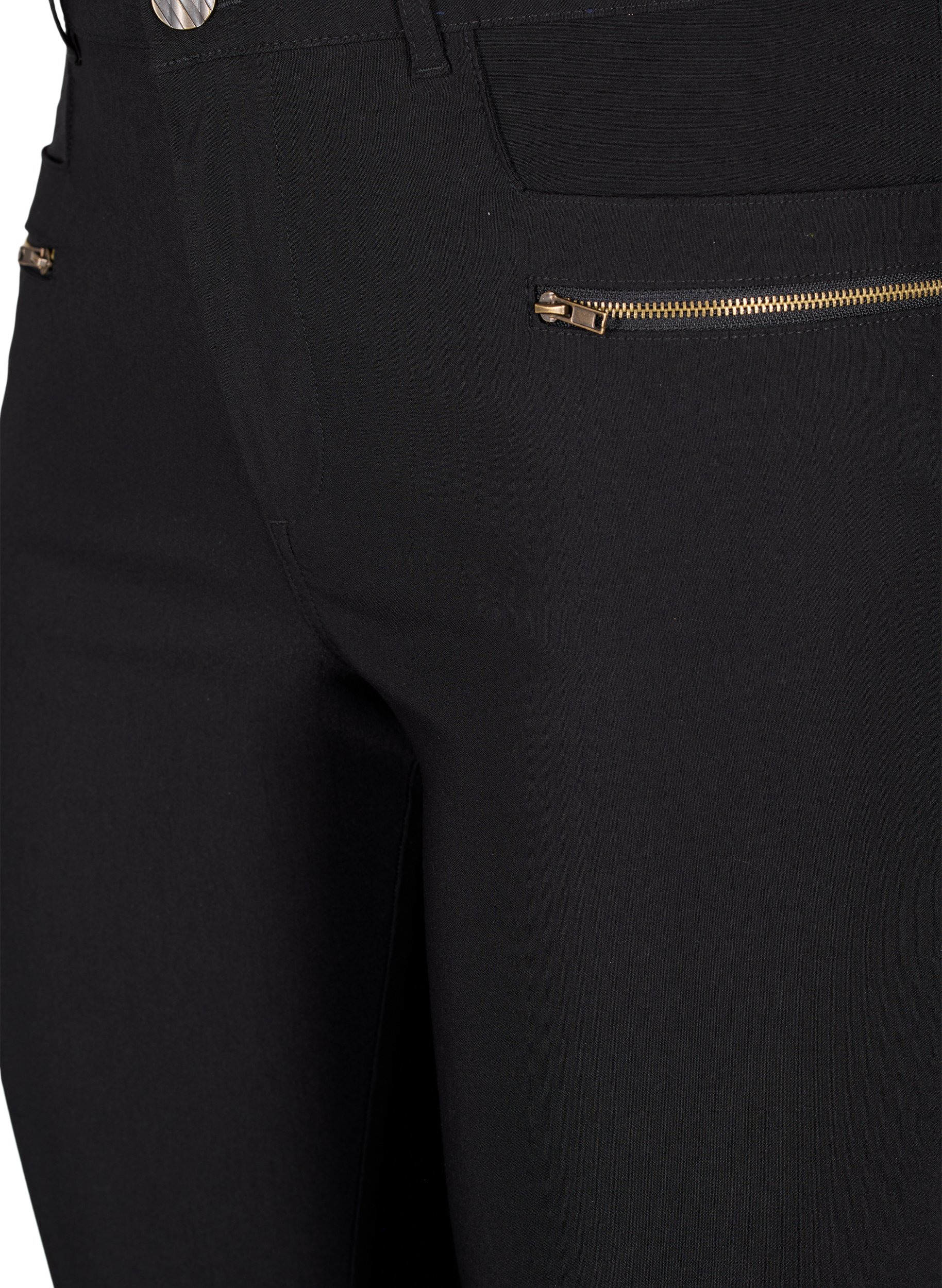 Close-fitting trousers with zipper details, Black, Packshot image number 2