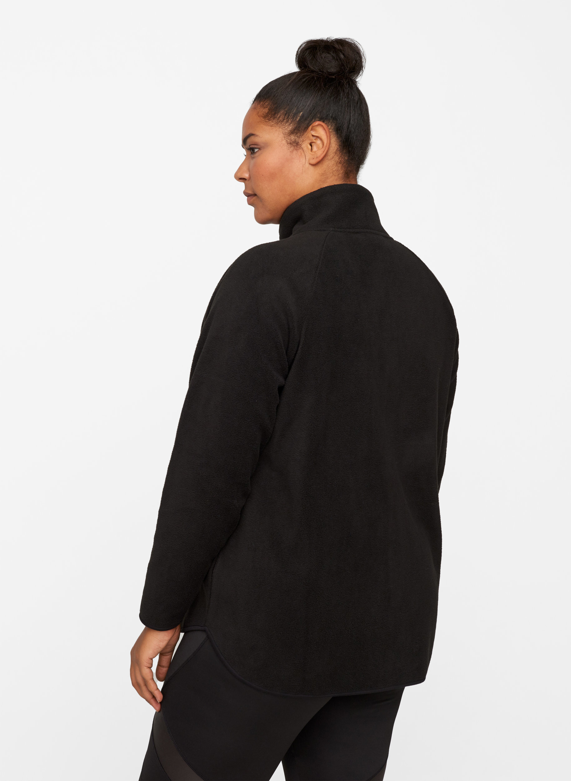 Fleece cardigan with a zip, Black, Model image number 1