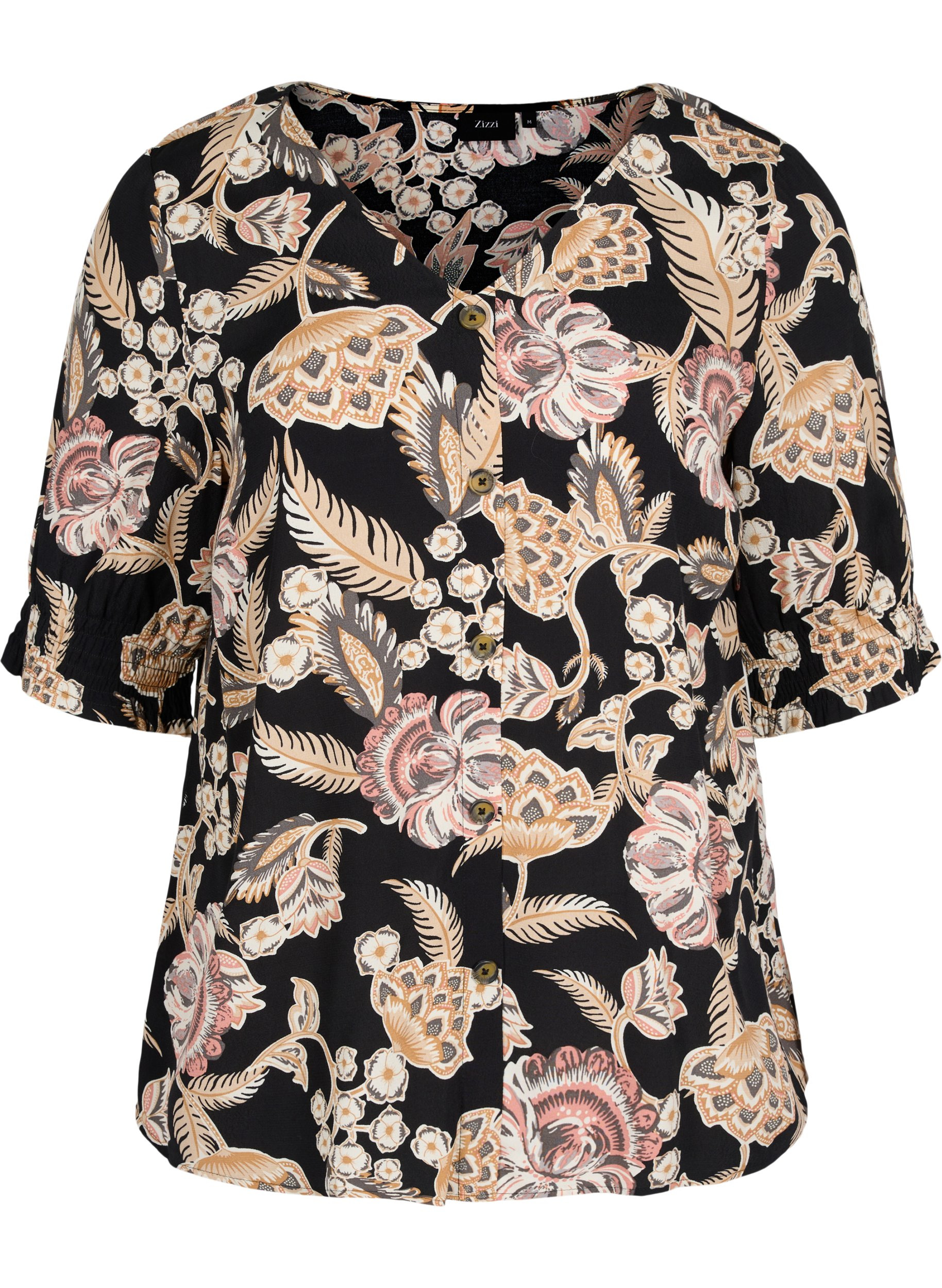 Printed viscose blouse with buttons, Paisley Flower, Packshot image number 0