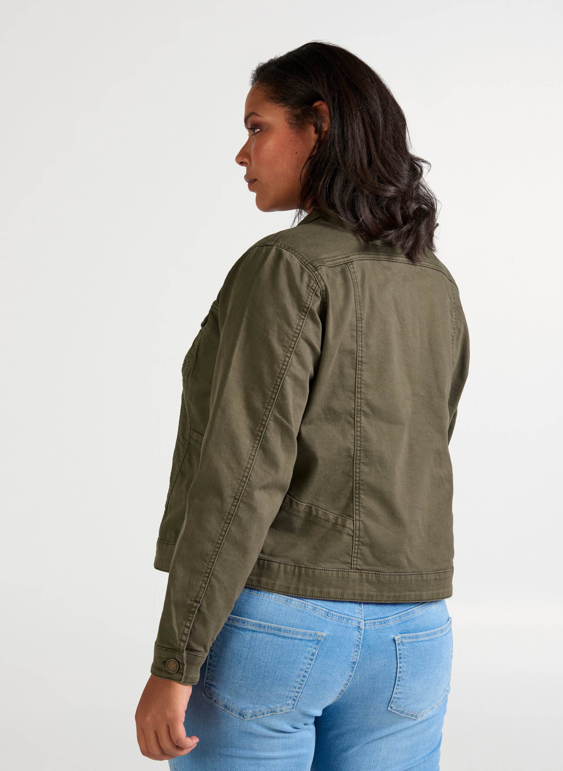 Short, colored denim jacket - Green 