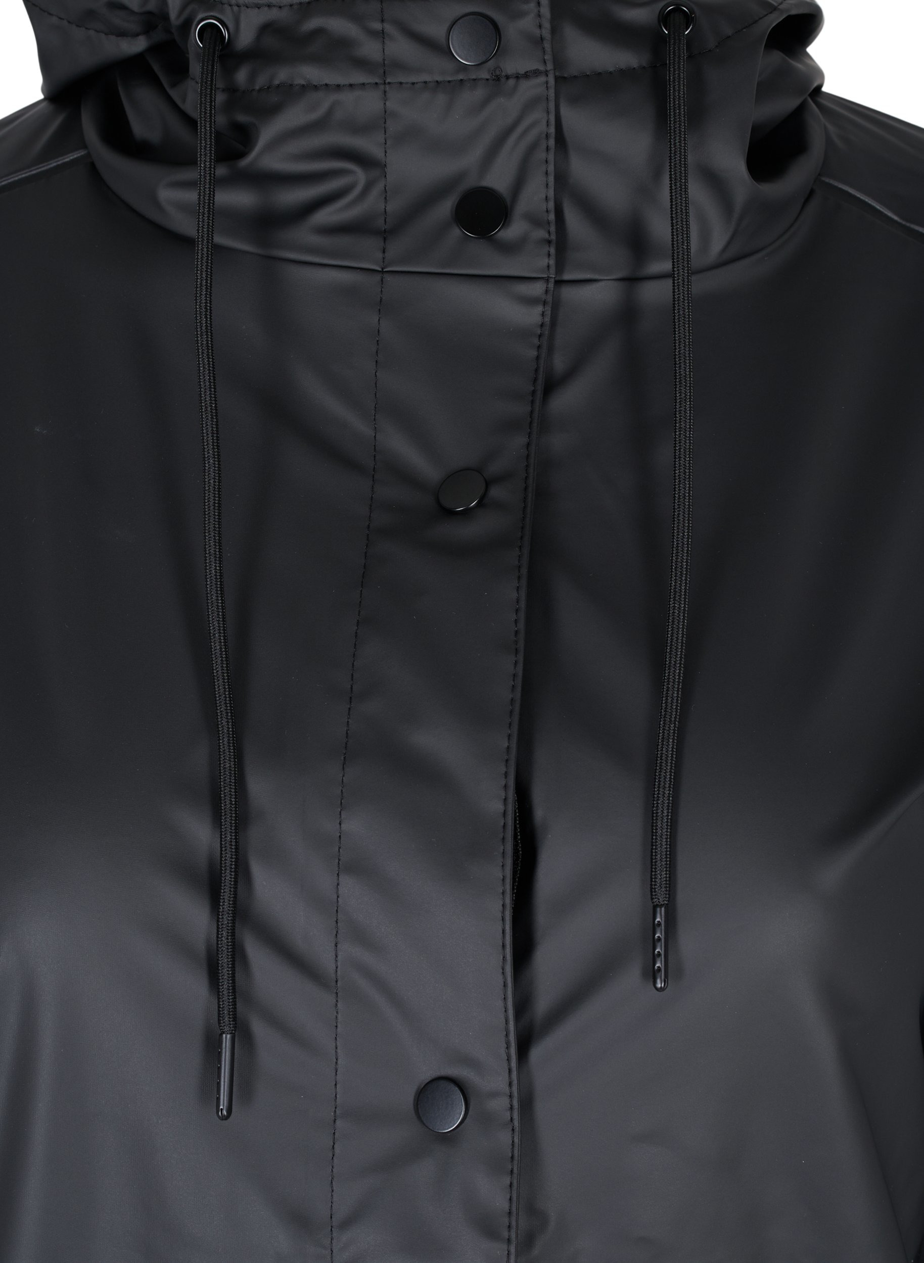 Rain jacket with hood and button fastening, Black, Packshot image number 2
