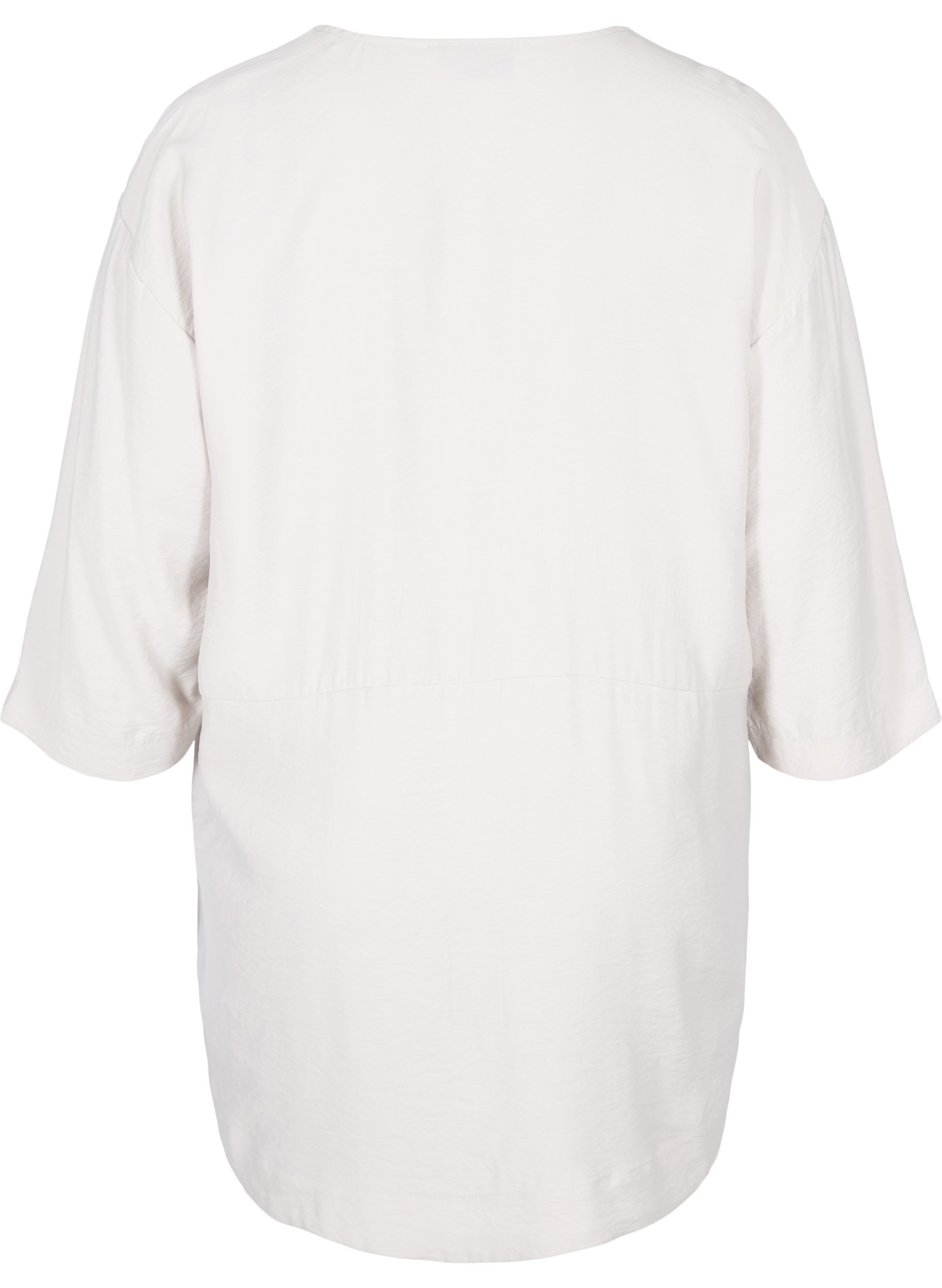 v-neck and 3/4-length sleeves - Beige 