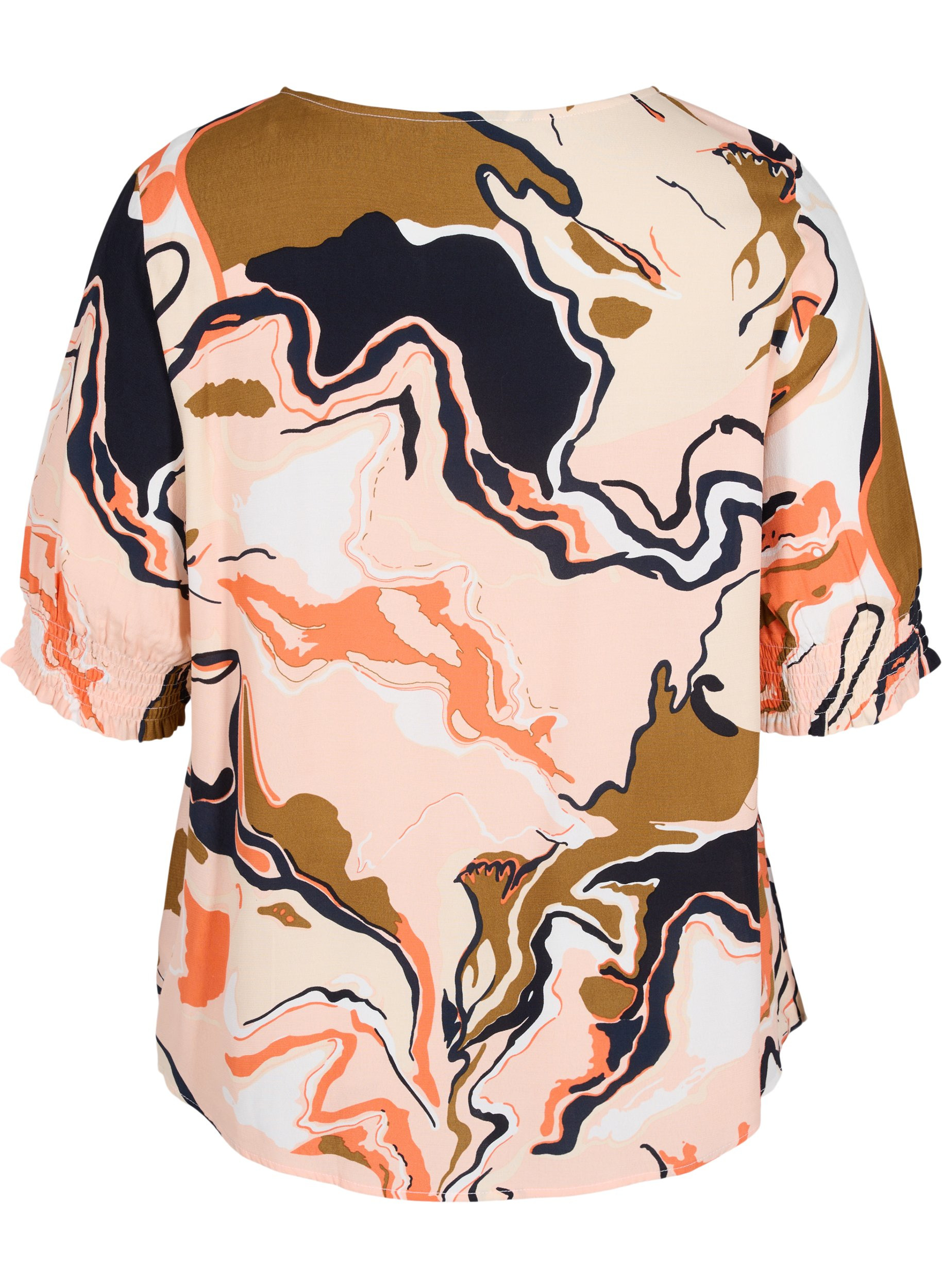 Printed viscose blouse with buttons, Abstract AOP, Packshot image number 1