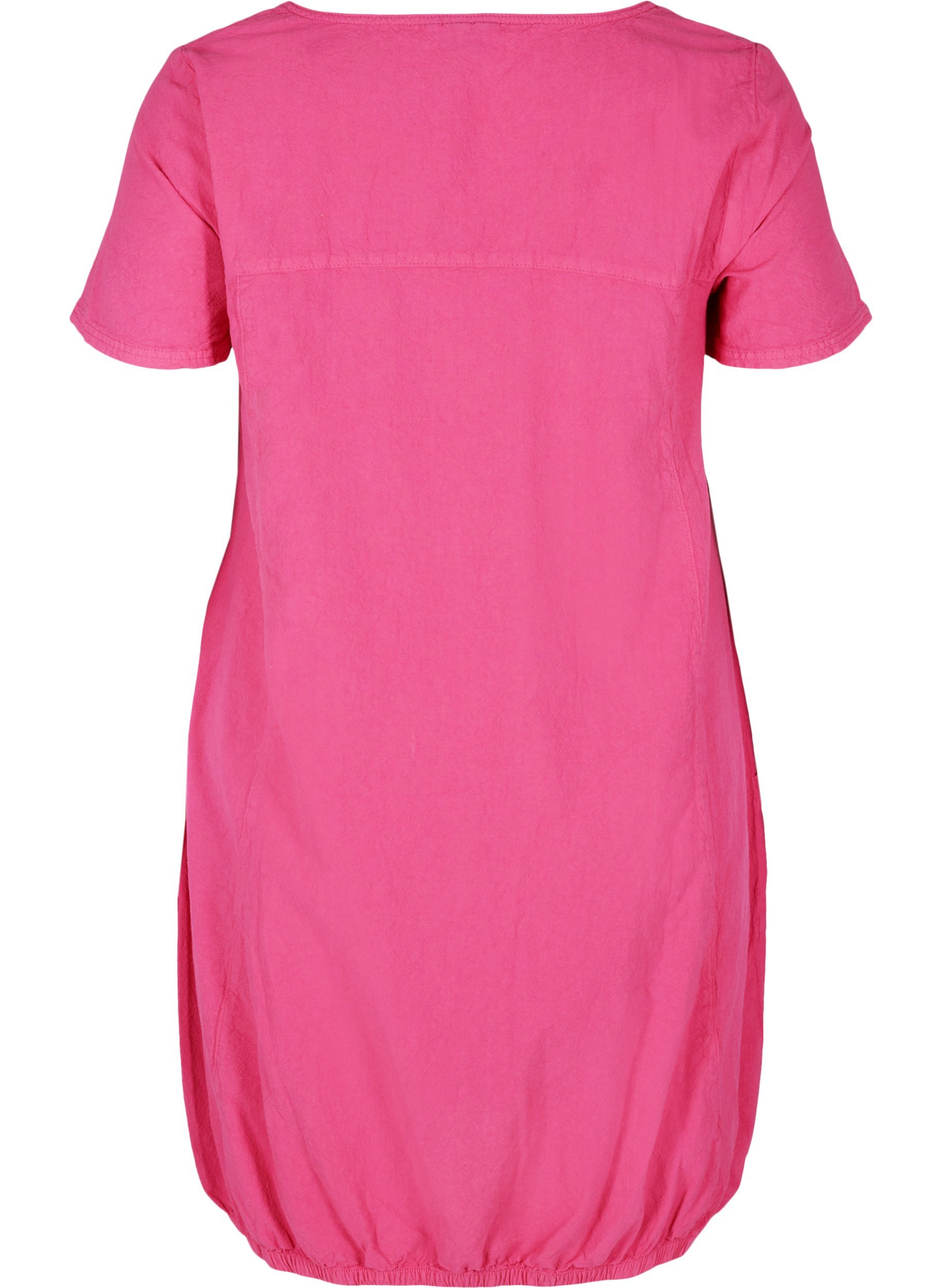 Short-sleeved cotton dress, Fuchia Purple, Packshot image number 1
