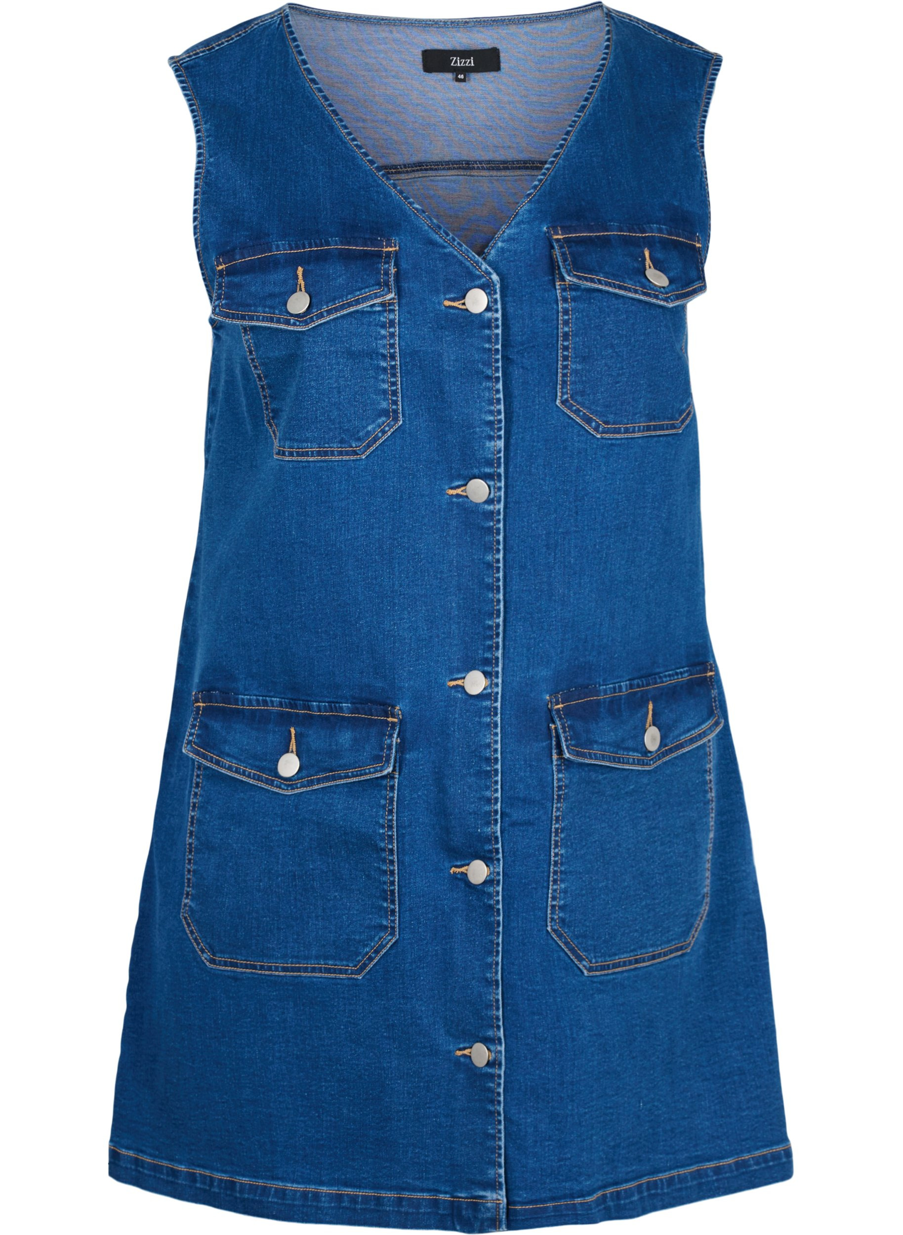 Denim pinafore dress with buttons 