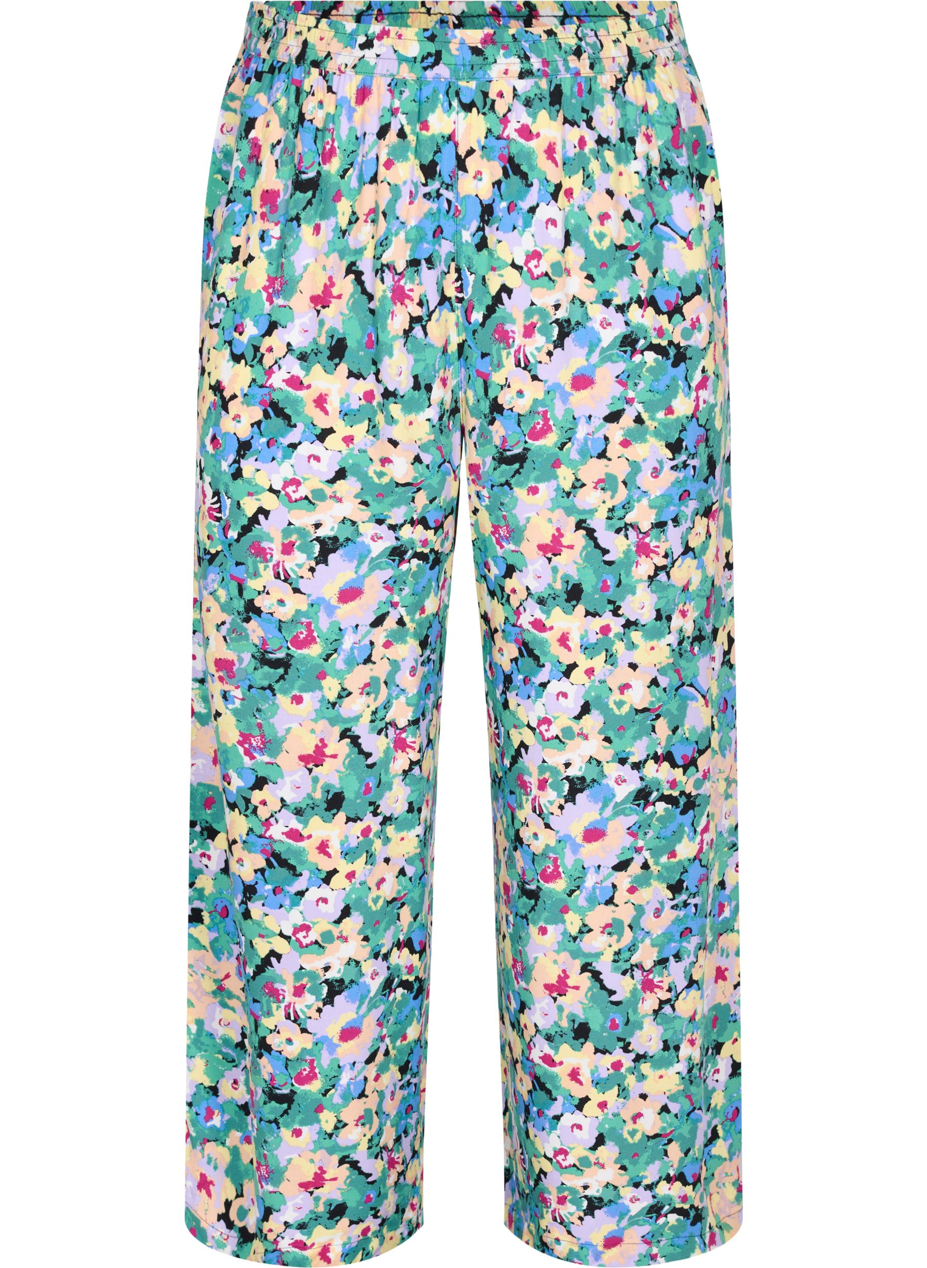 Loose printed viscose trousers - Blue 