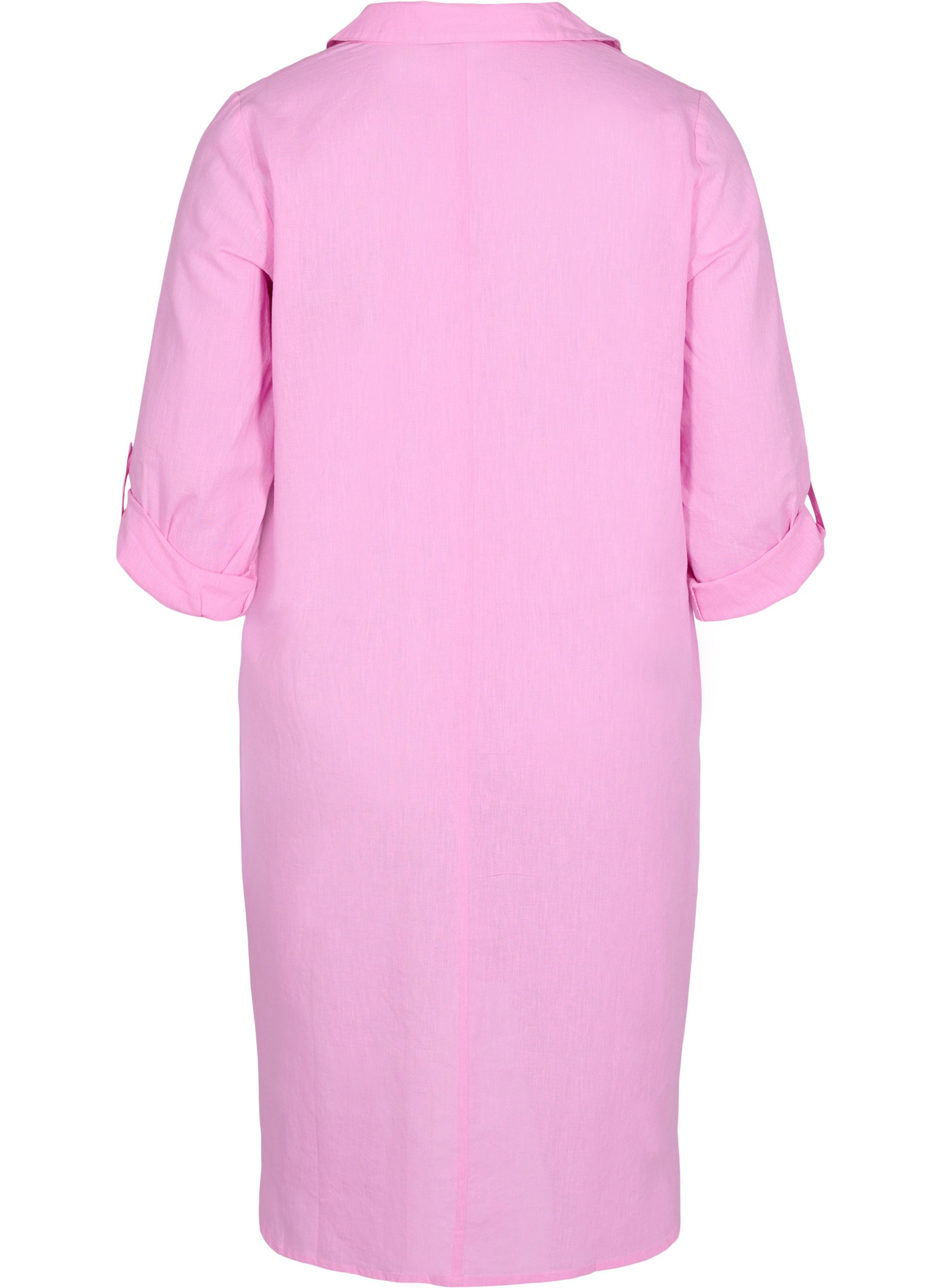 Dress with V neckline and collar, Begonia Pink, Packshot image number 1