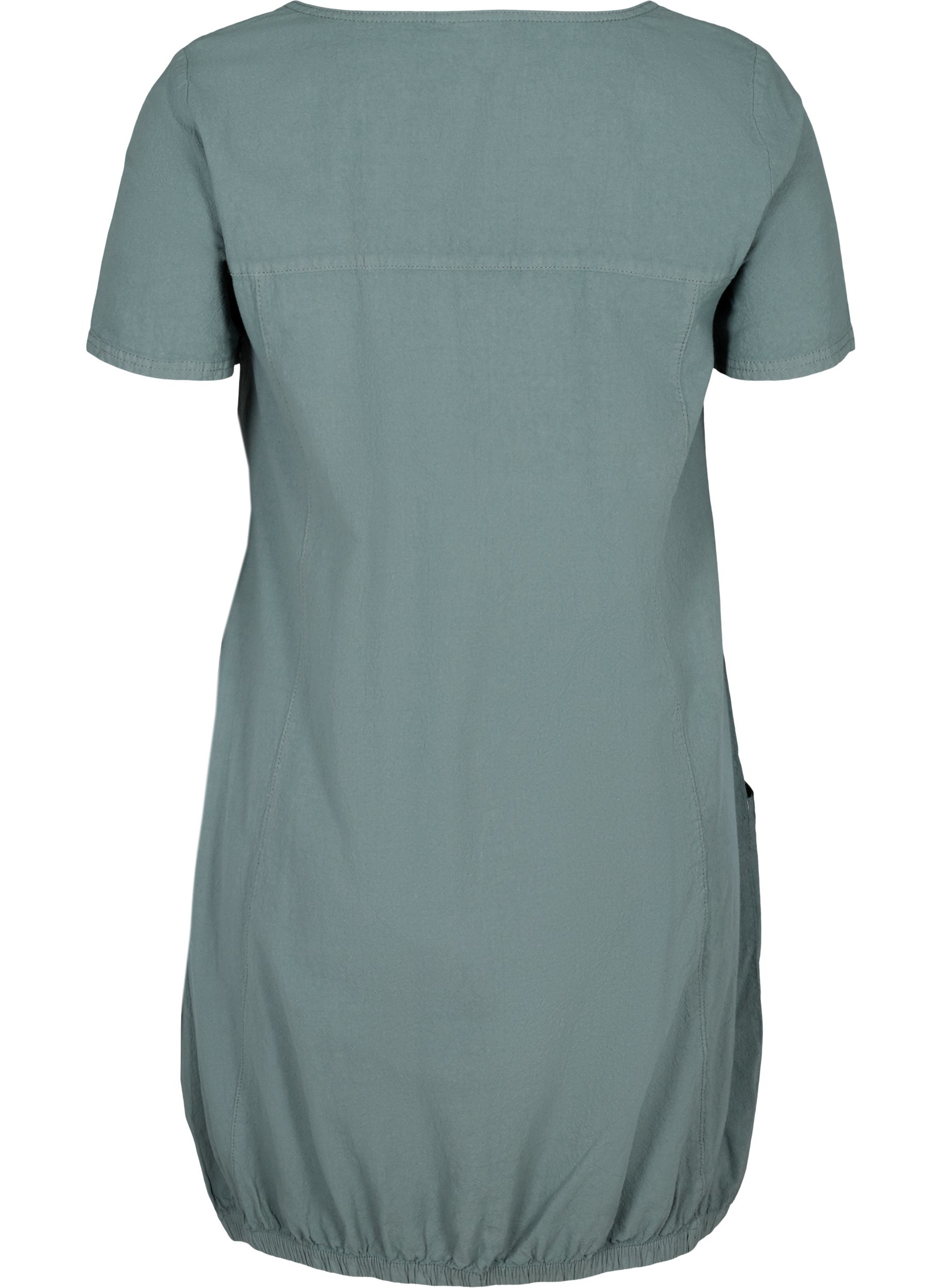 Short-sleeved cotton dress, Balsam Green, Packshot image number 1