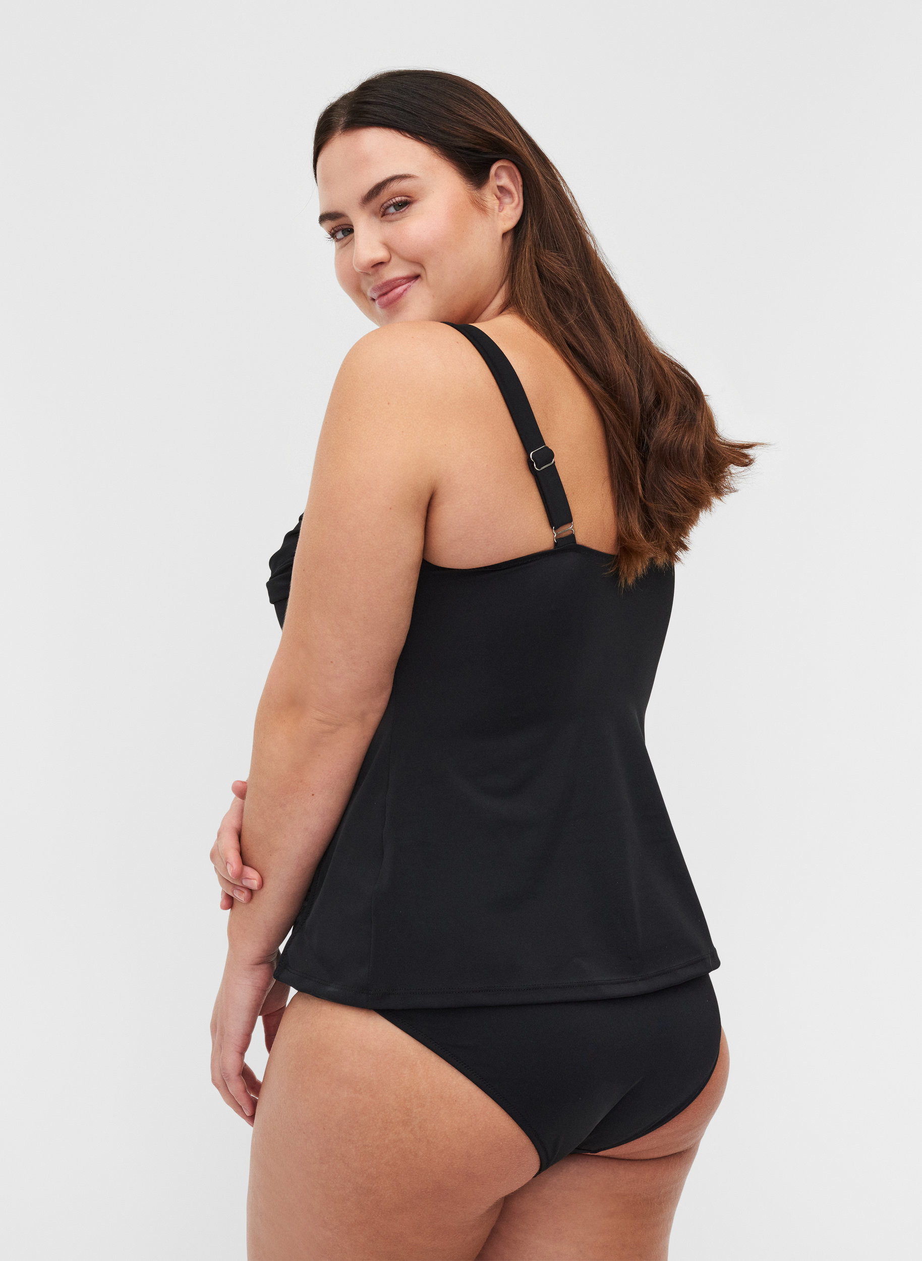 Tankini with a drape front, Black, Model image number 1