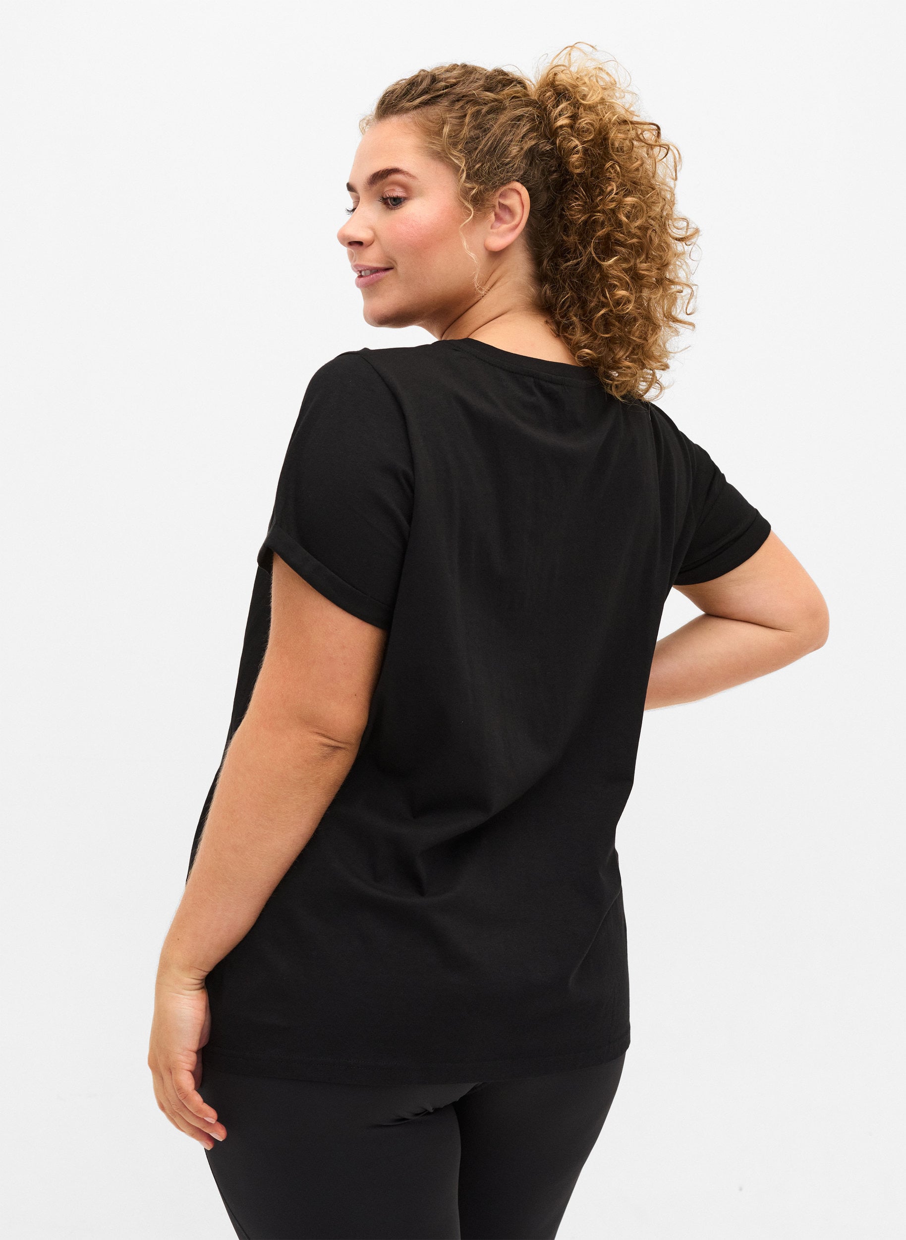 Sports t-shirt with print - Black - Sz 