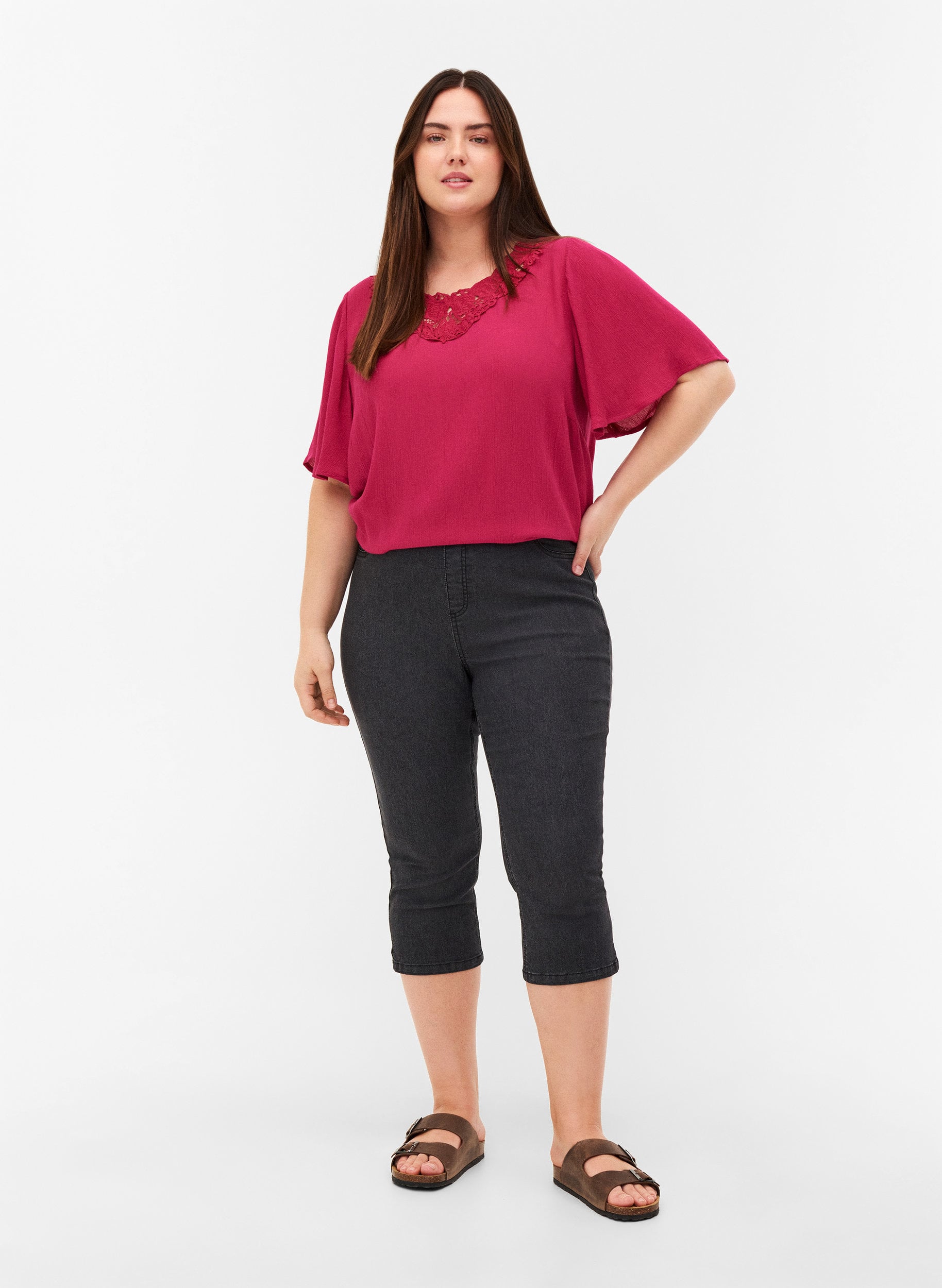 3/4-length jeggings in a cotton blend 