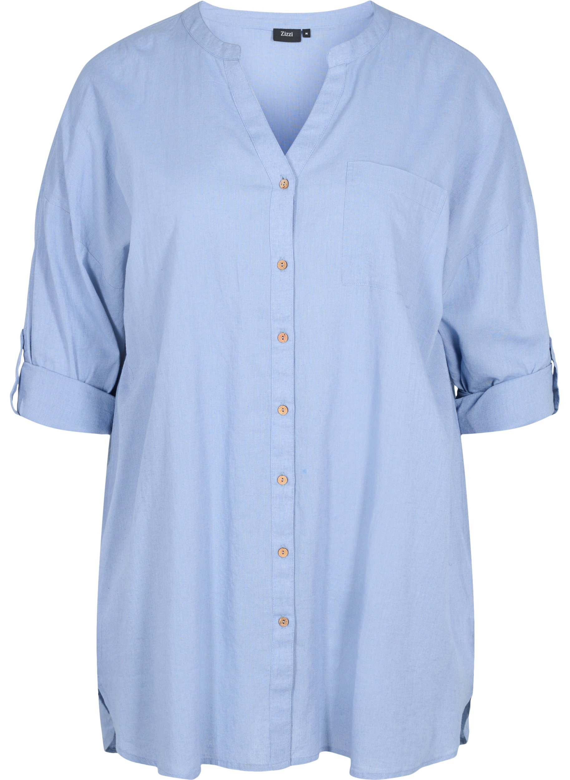 Blouse with 3/4-length sleeves and button closure, Troposphere, Packshot image number 0