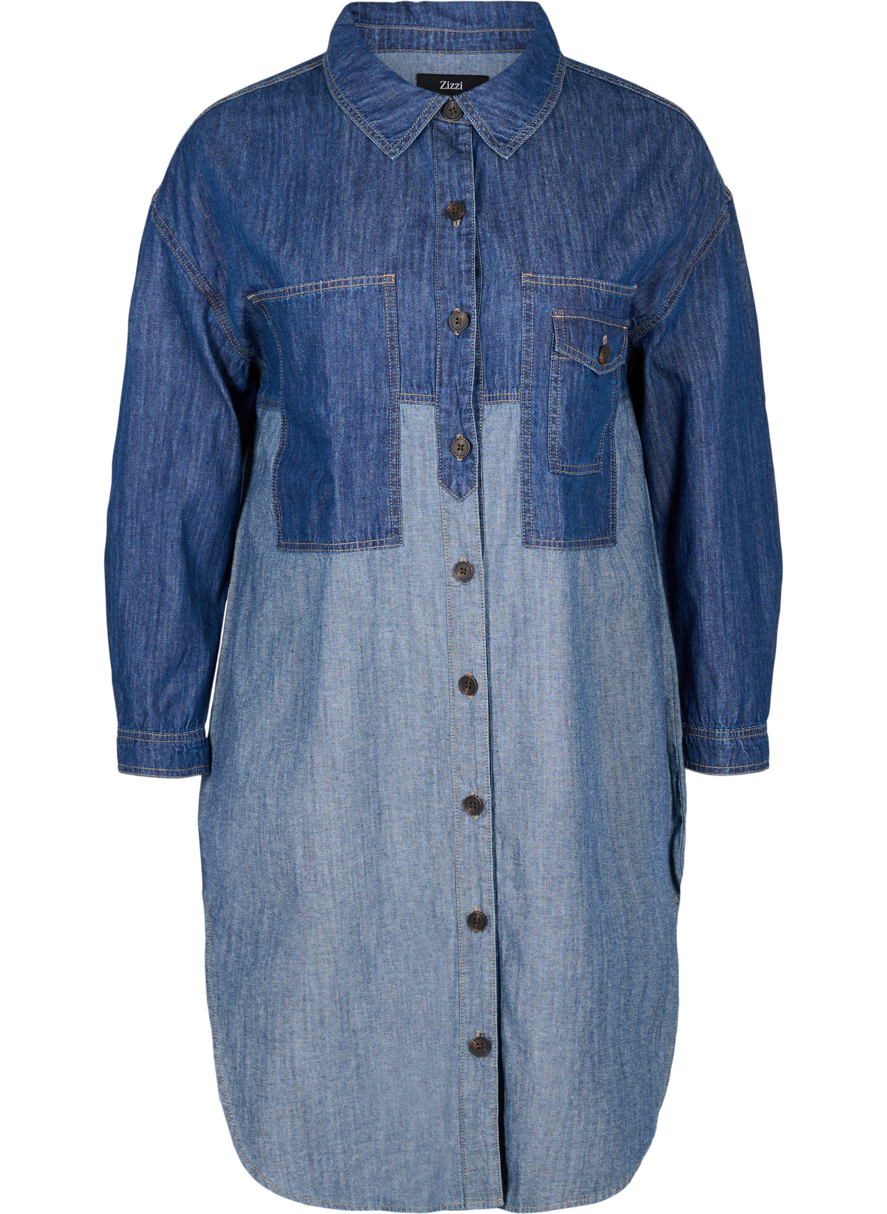 Long denim shirt jacket - Blue - Sz. 42 