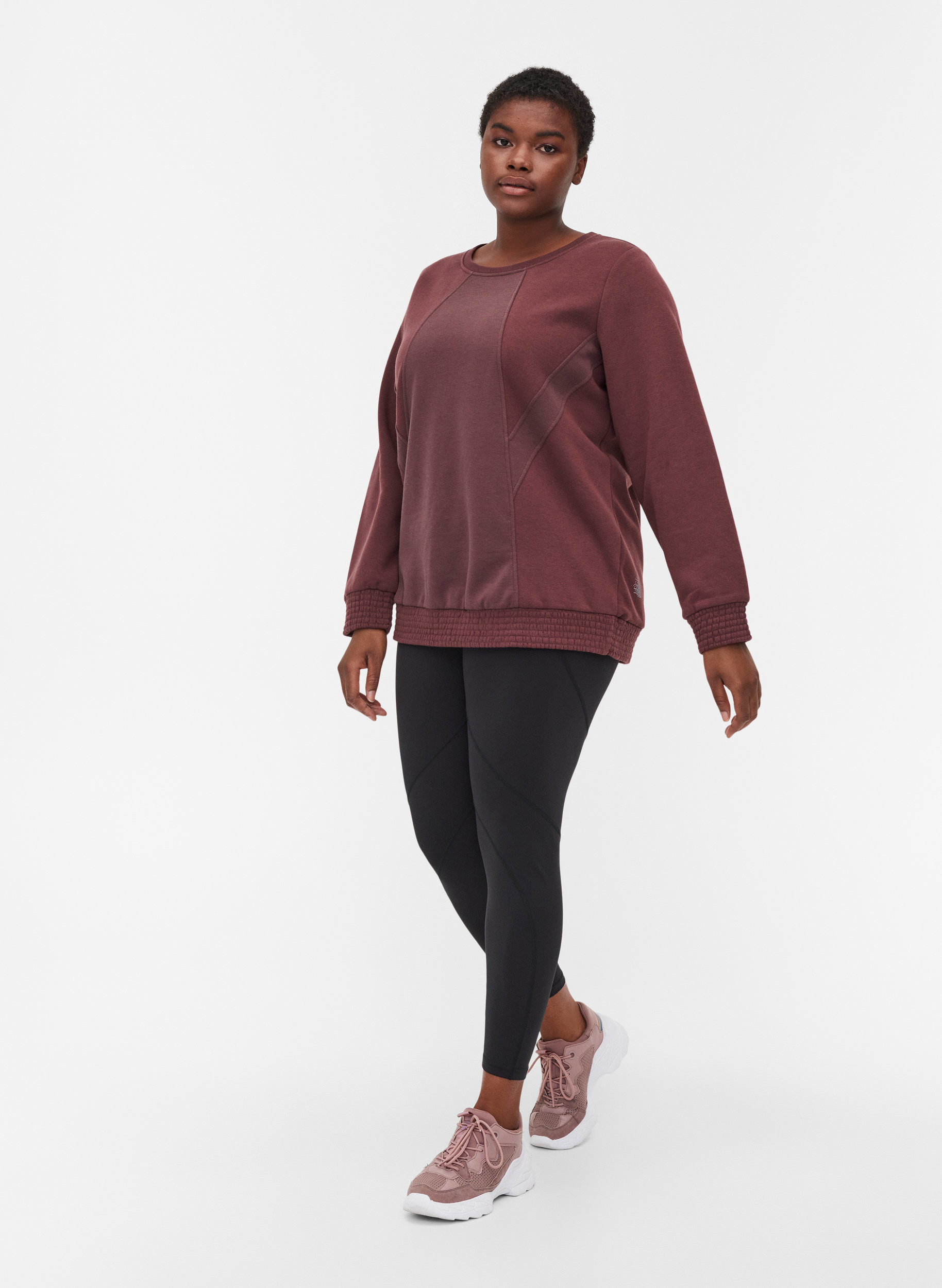rounded neck and smock - Brown - Sz. 42 