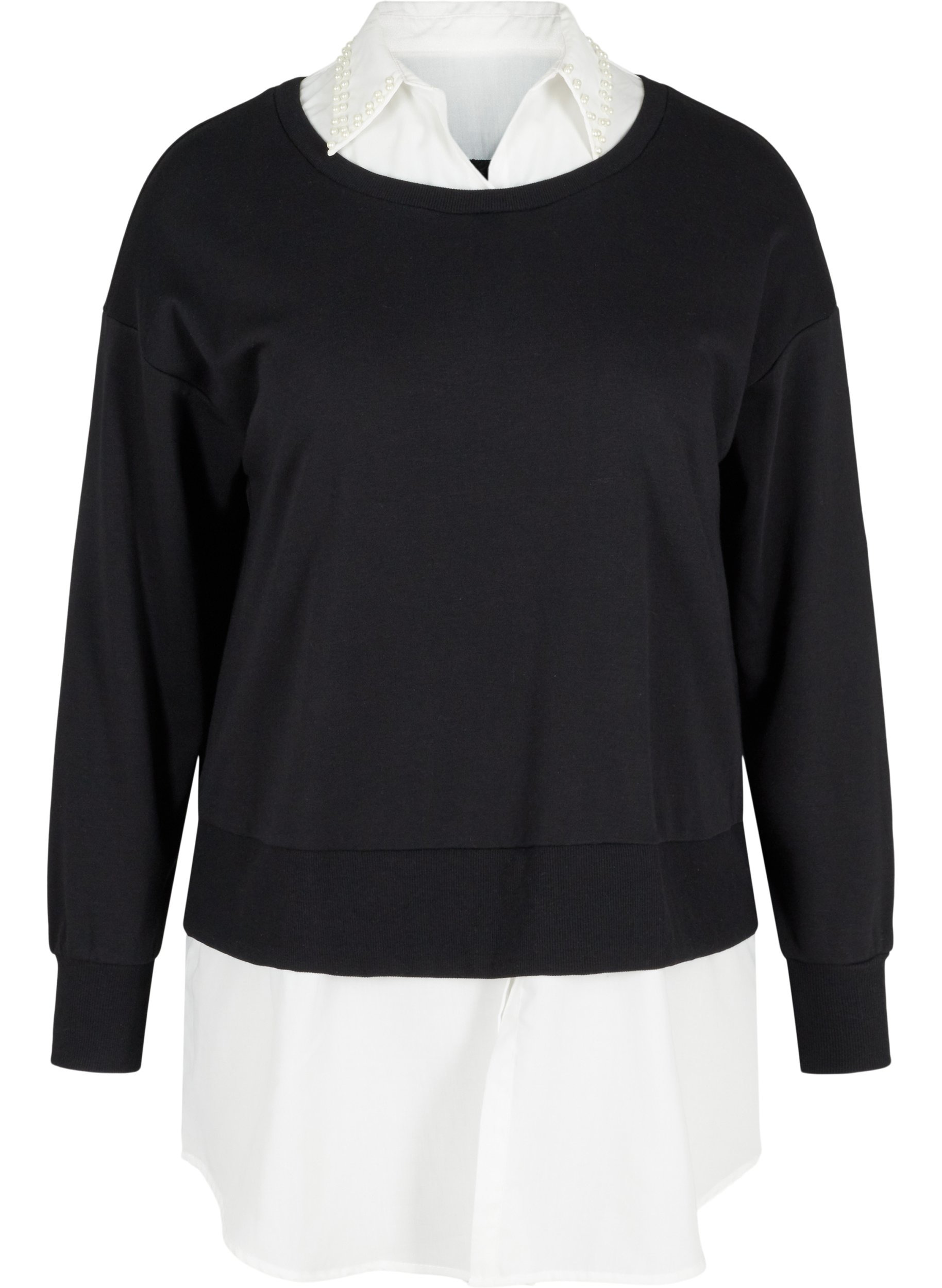 Sweater with attached shirt - Black 