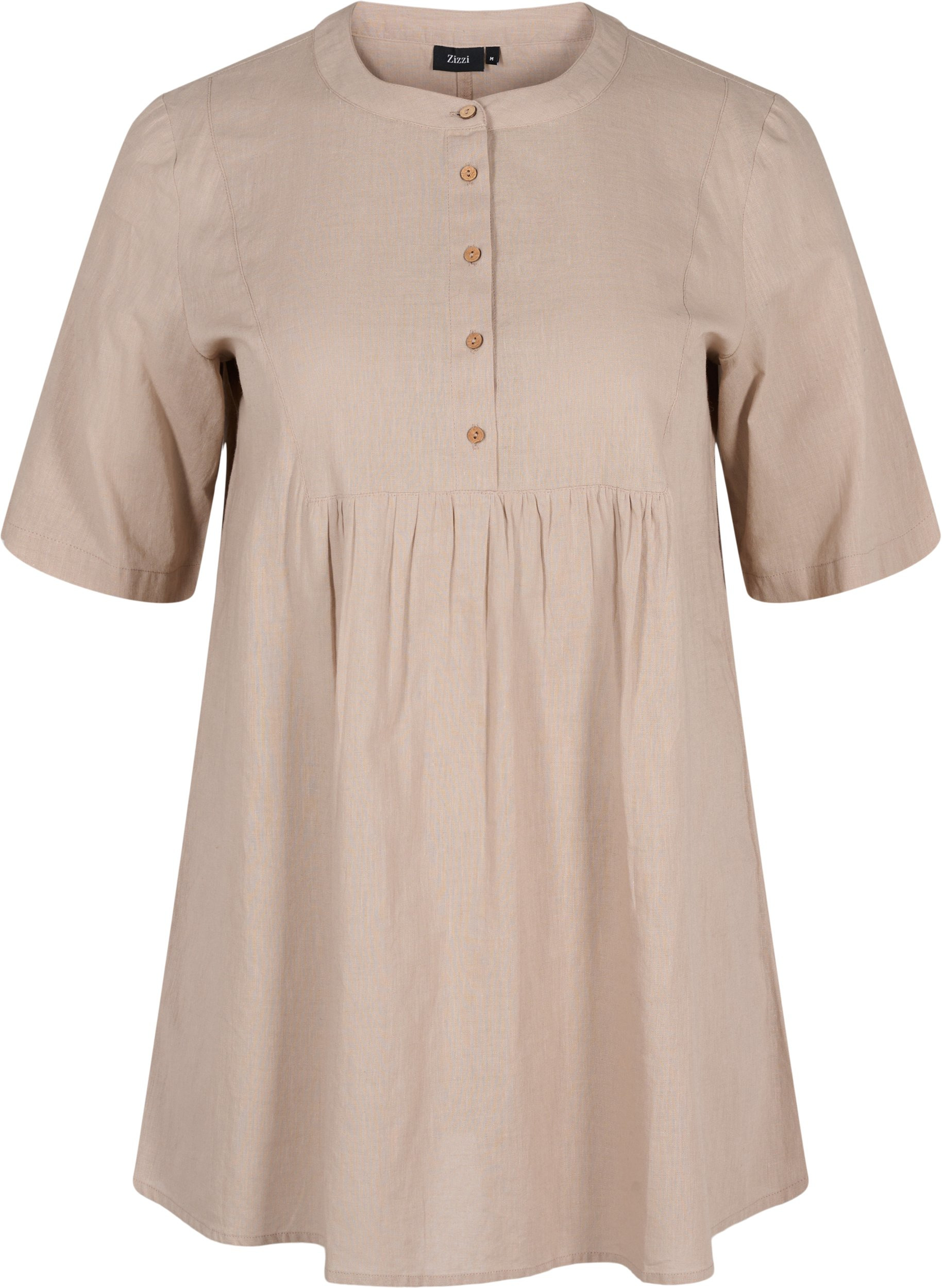 Short-sleeved tunic with buttons, Simply Taupe, Packshot