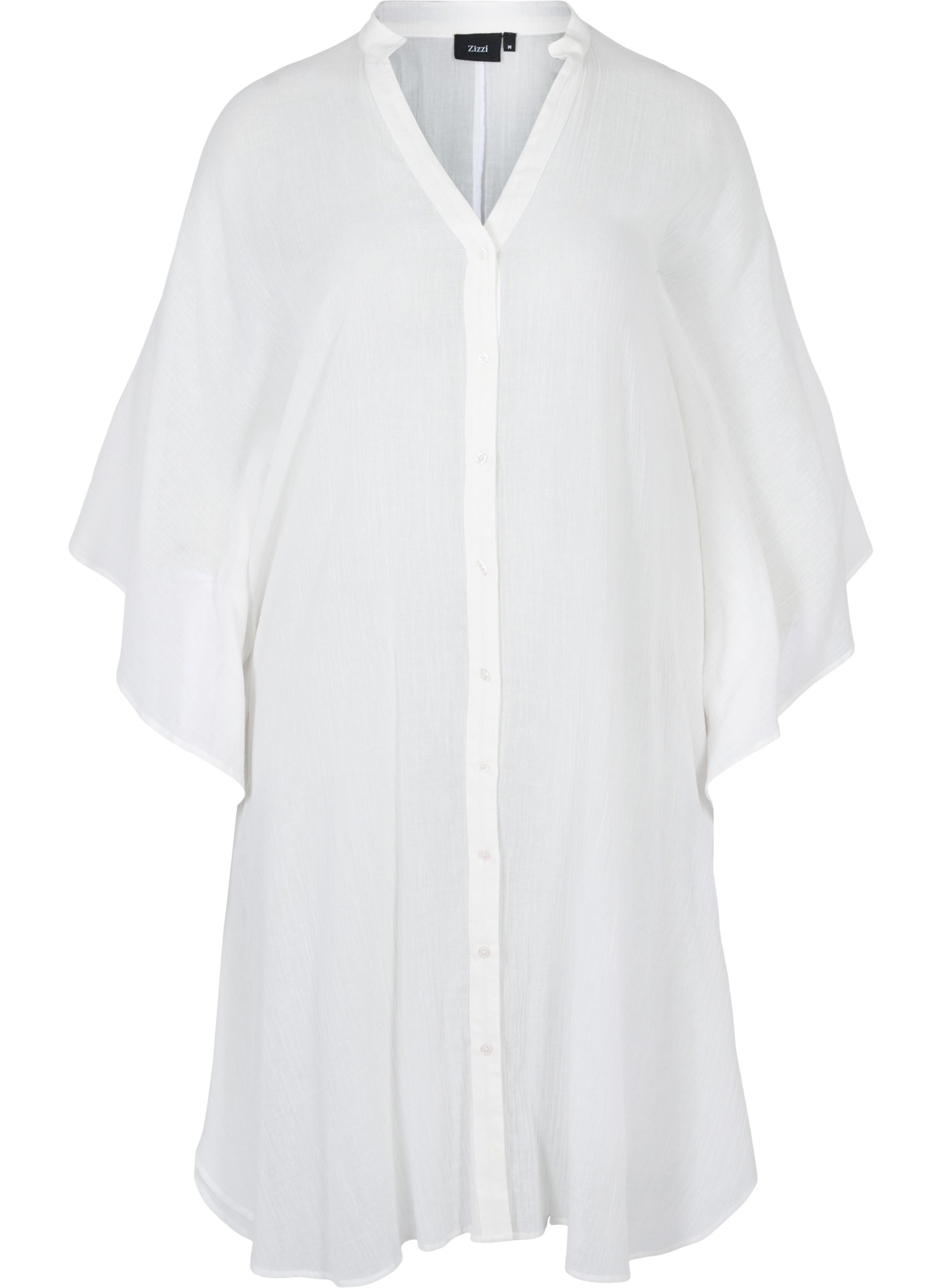 Cotton beach dress with button closure, Bright White, Packshot image number 0