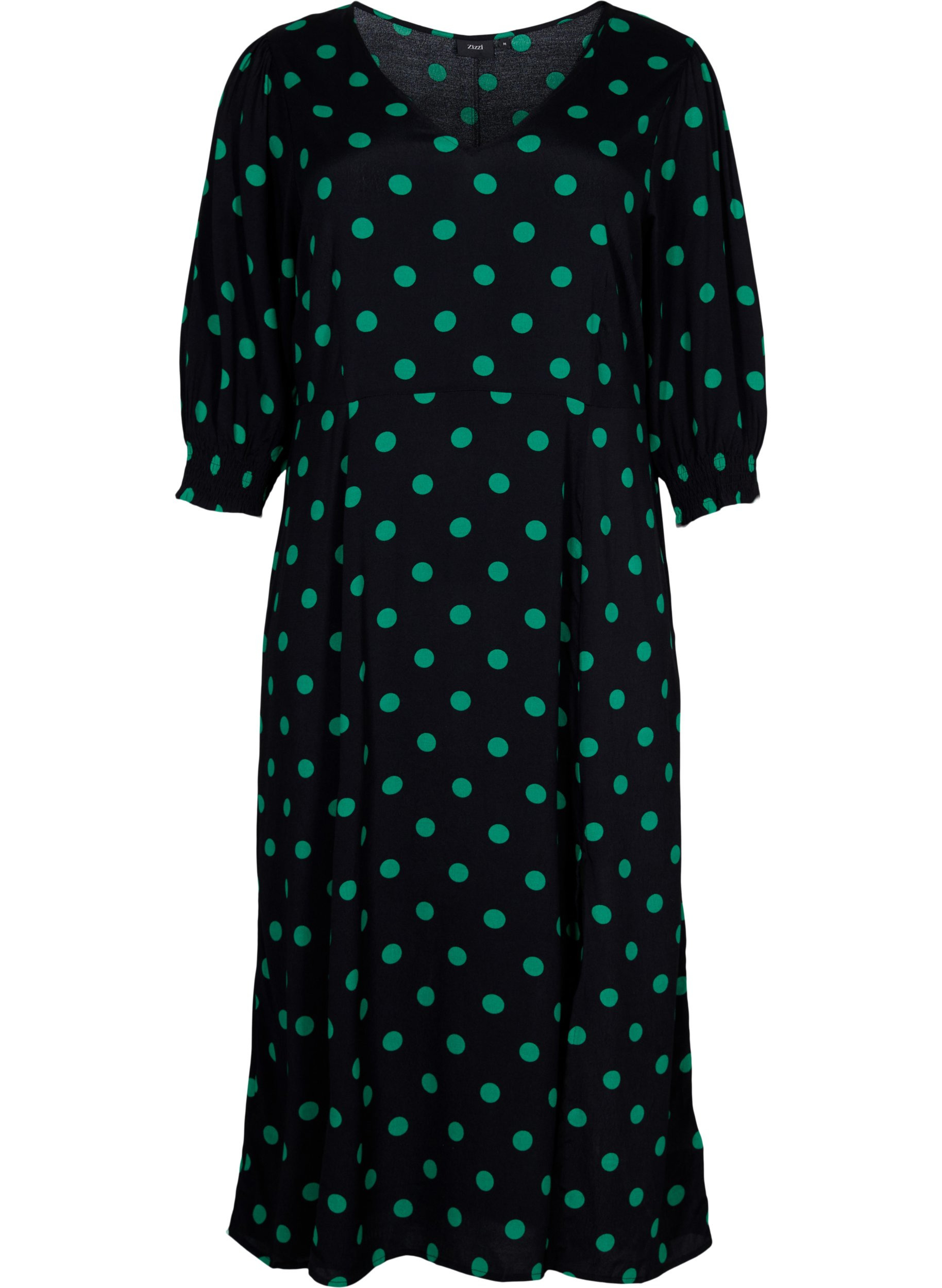 Polka dot viscose midi dress - Black 