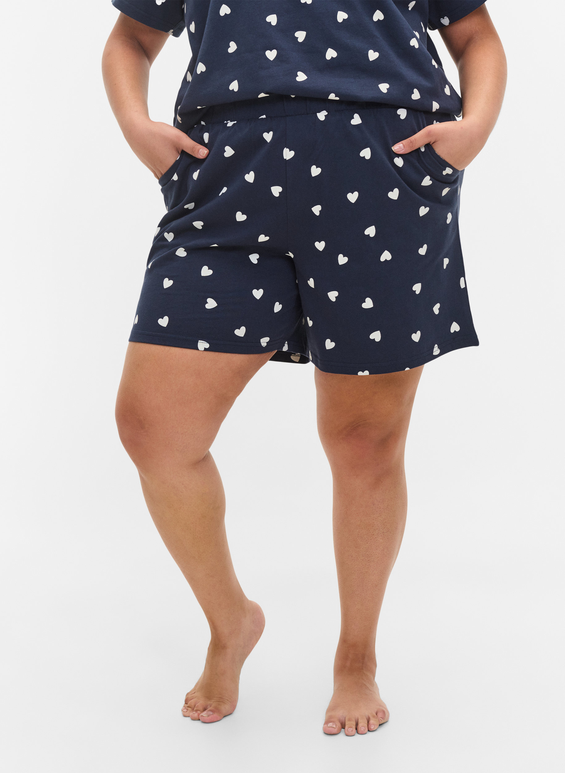 Pyjama shorts in cotton - Blue - Sz. 42 