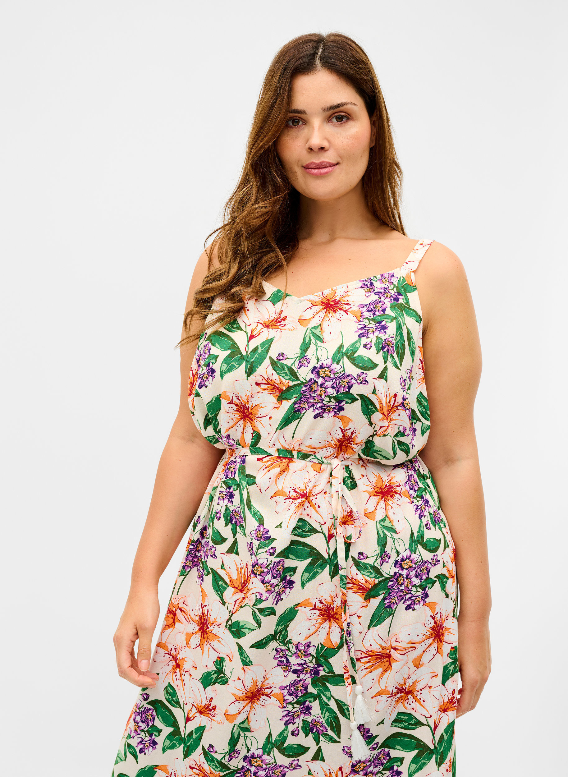 Printed Maxi dress in viscose, Tropic AOP, Model image number 2